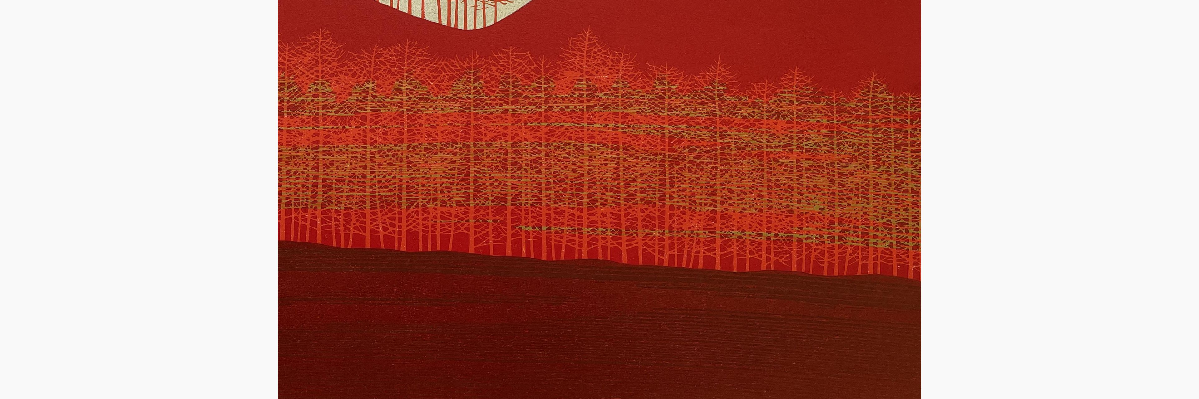 Japanese woodcut - Nishida Tadashige - Lines of Trees