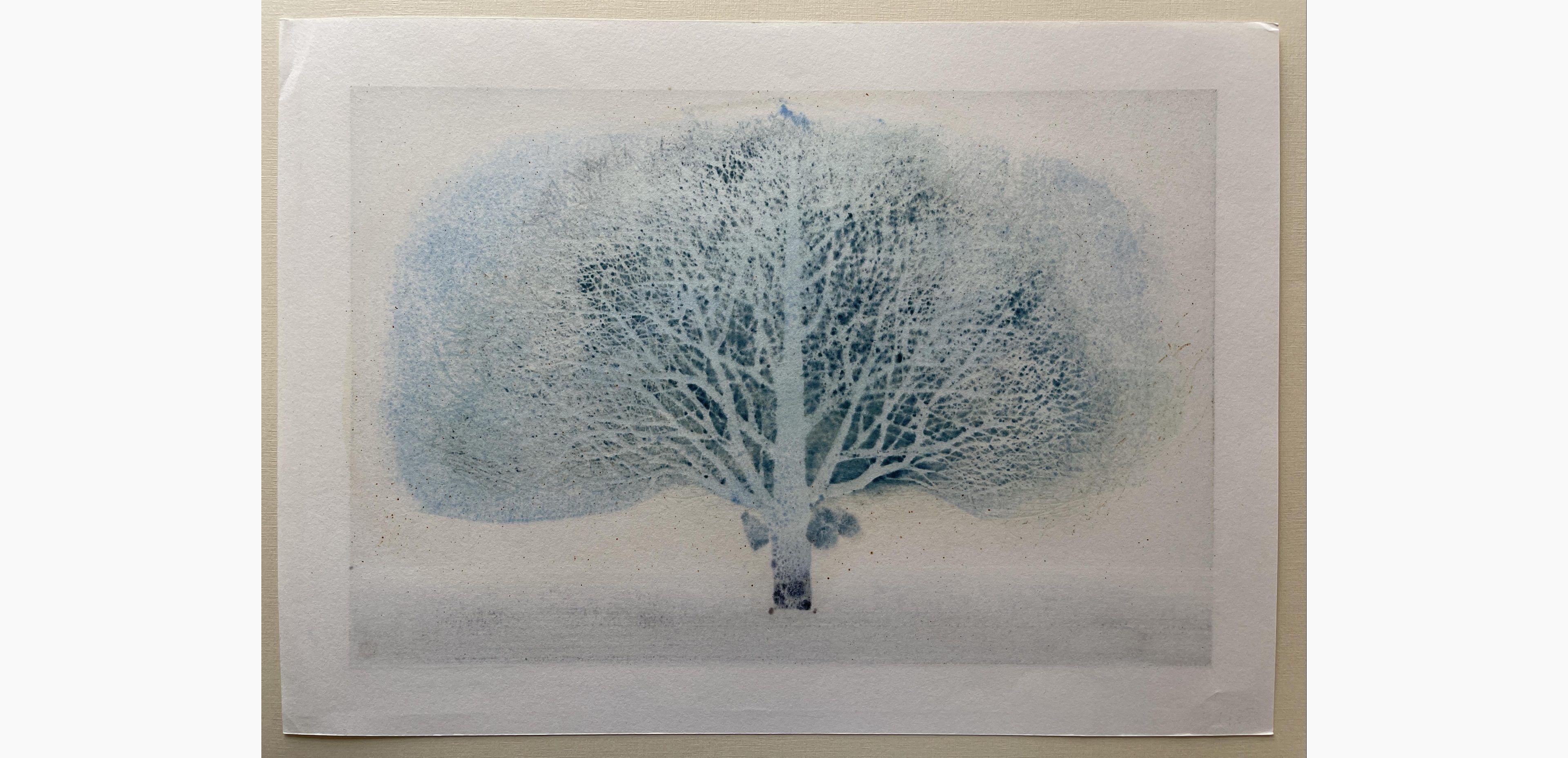 Original Japanese woodblock print - Kunio Kaneko - Blue On Blue