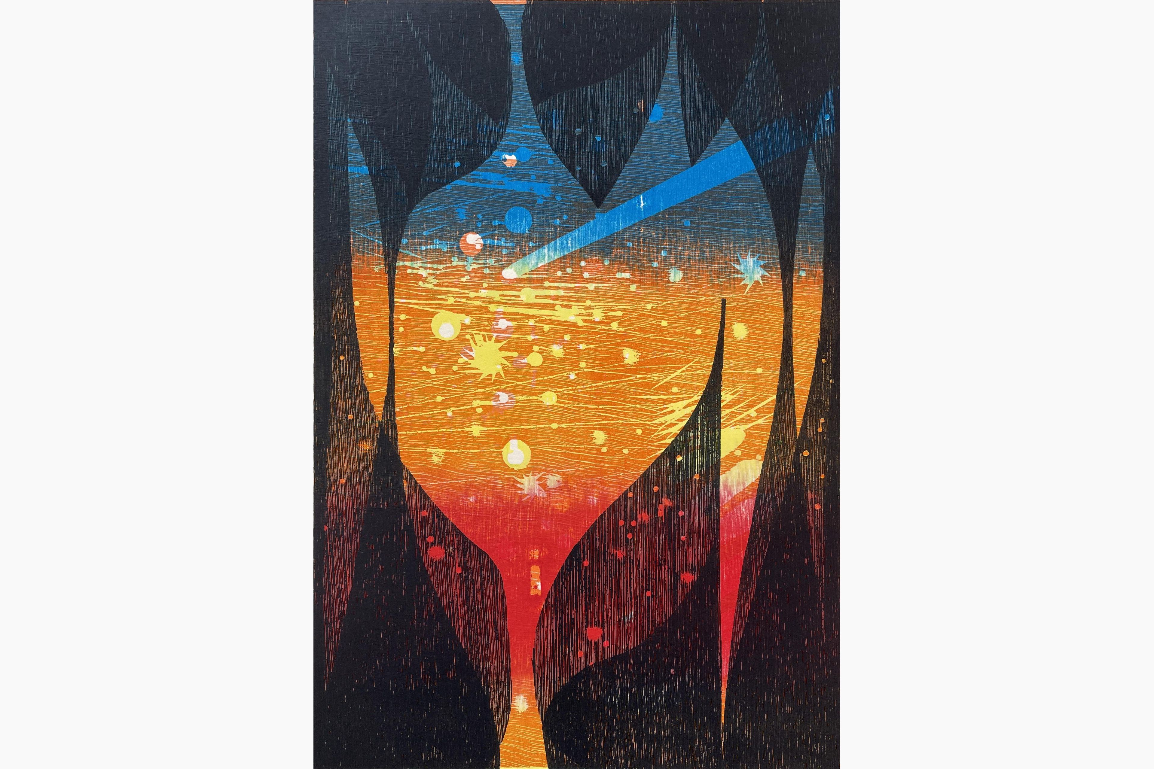 Original woodblock print - Fukita Fumiaki - World of Stars
