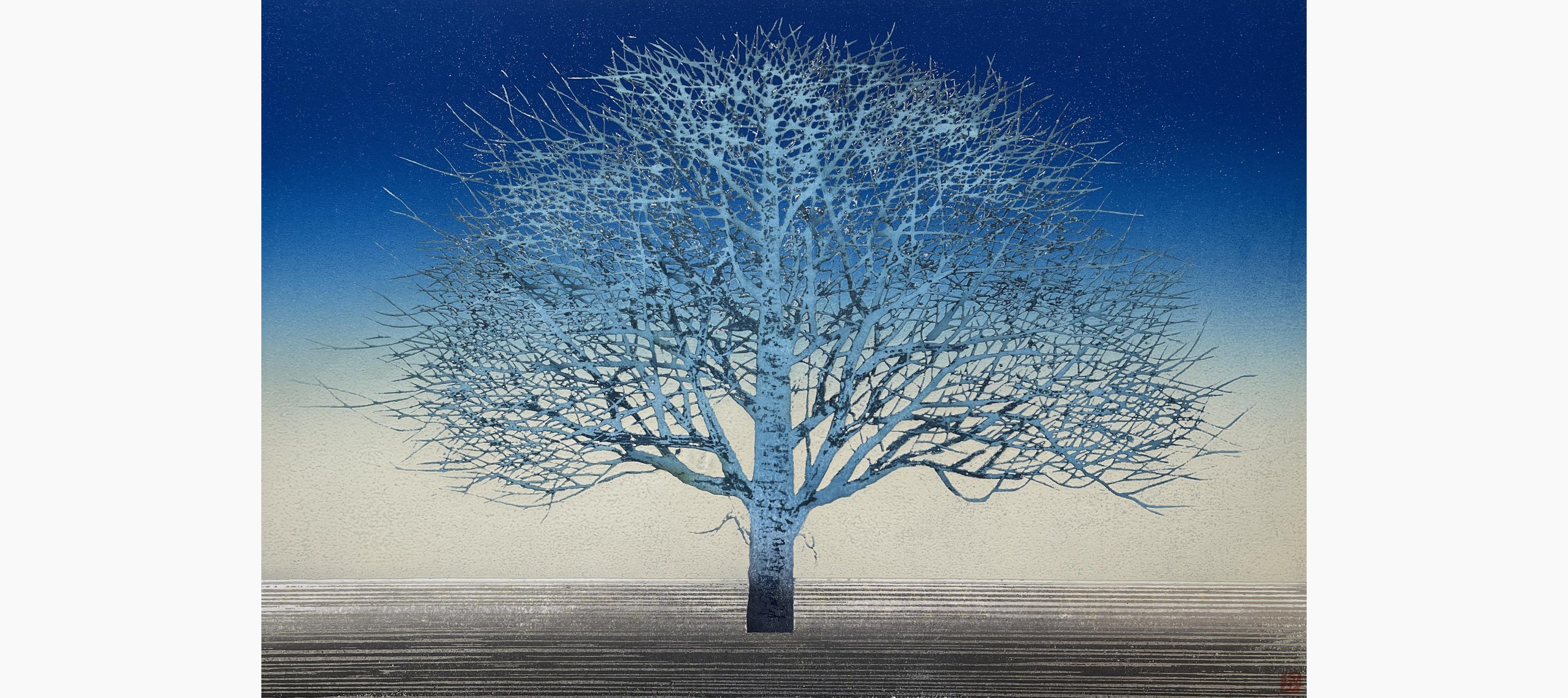 Woodblock print - Kunio Kaneko - Blue On Blue