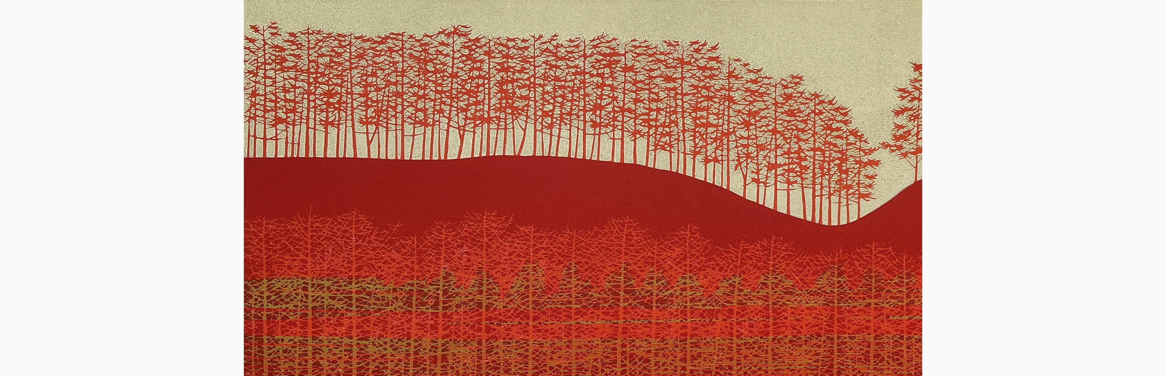Woodblock print - Nishida Tadashige - Lines of Trees