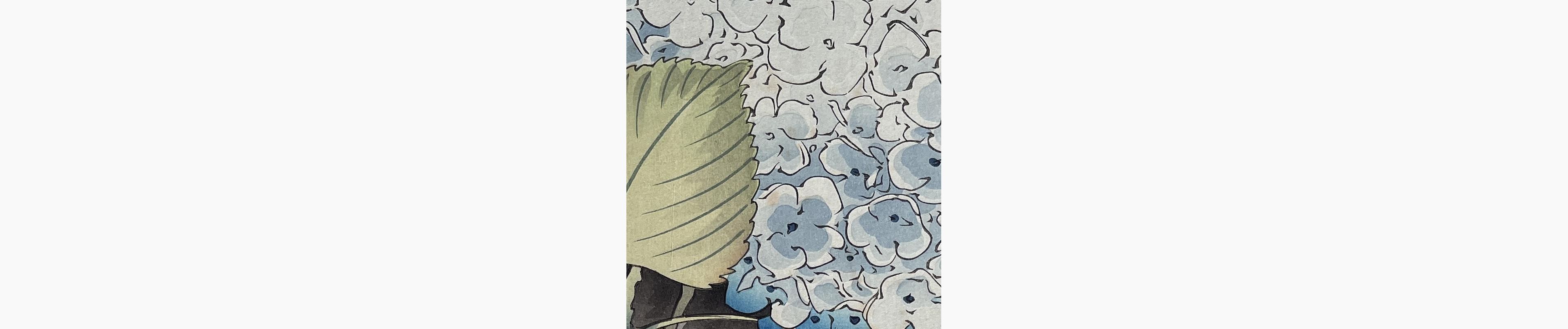 Japanese print - Ohara Koson - Sparrow on Hortensia