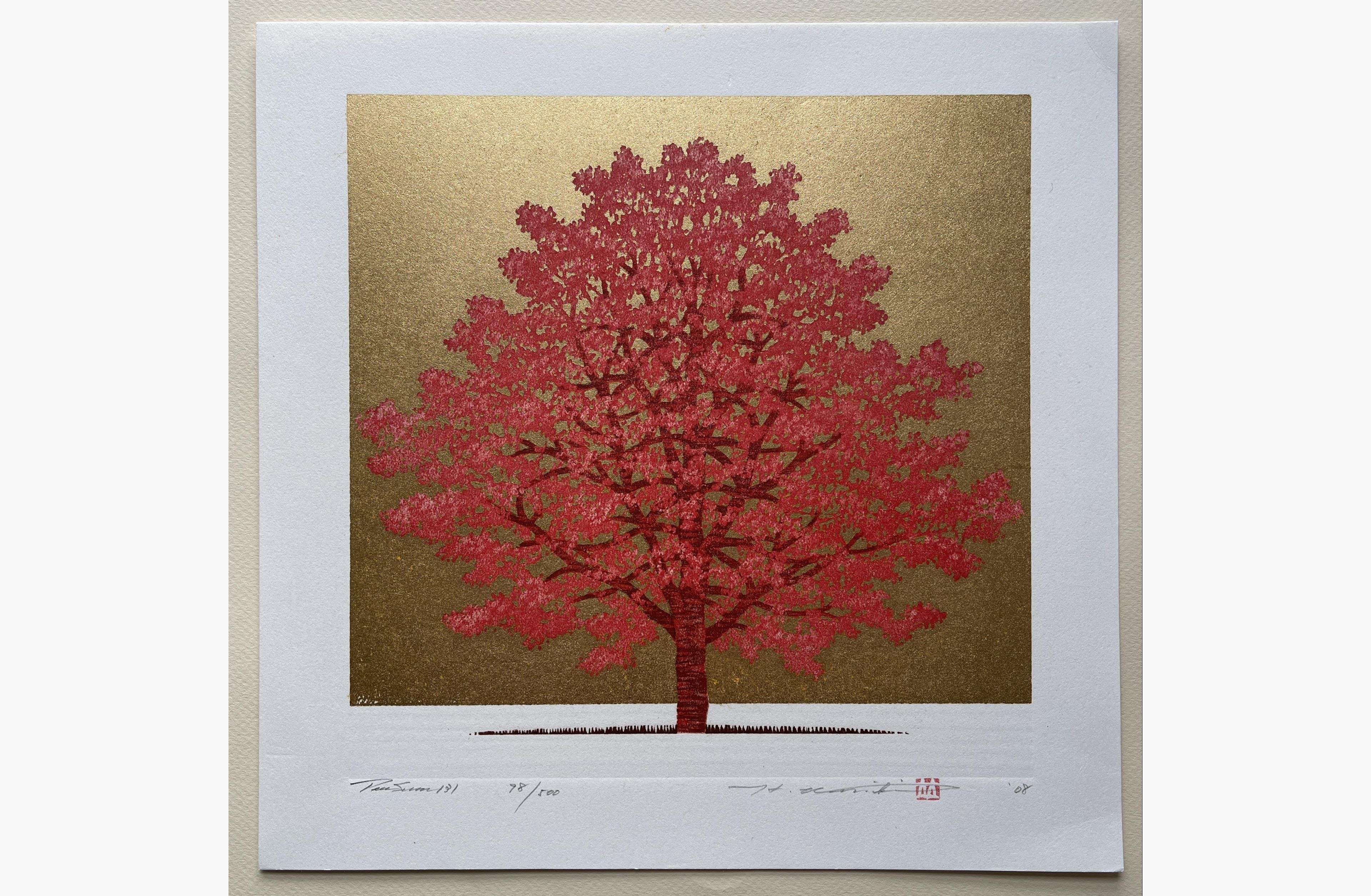 Japanese woodblock print - Hajime Namiki - Tree scene 131