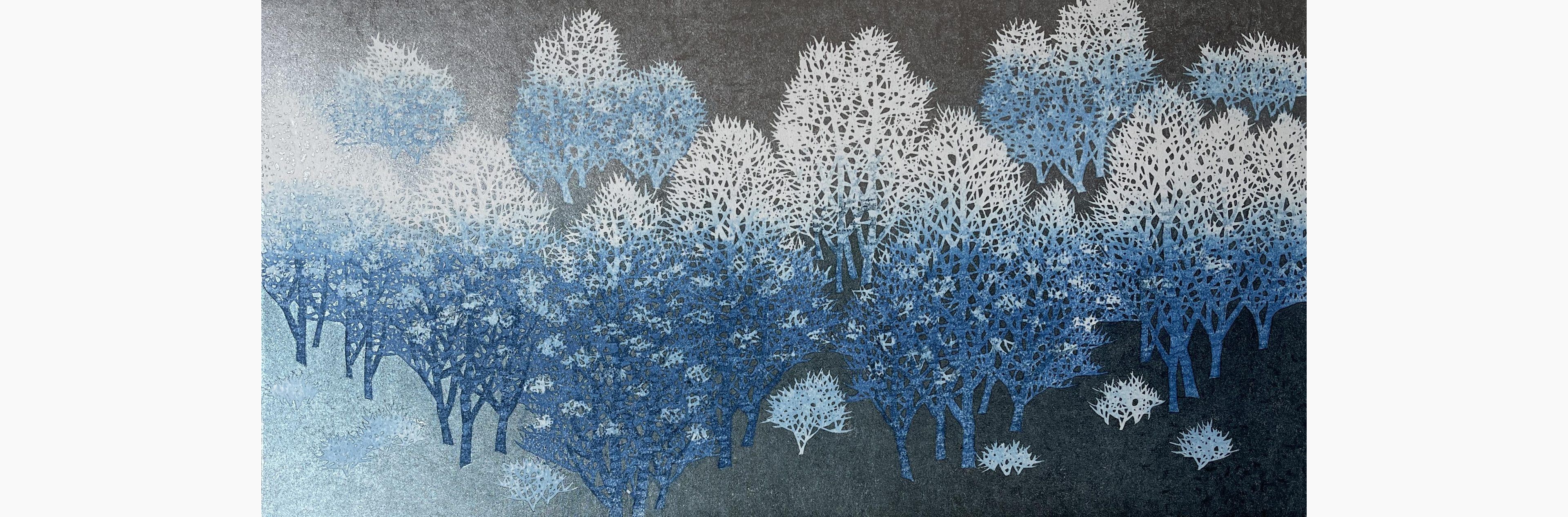 Original woodblock print - Hajime Namiki - Tree scene 159