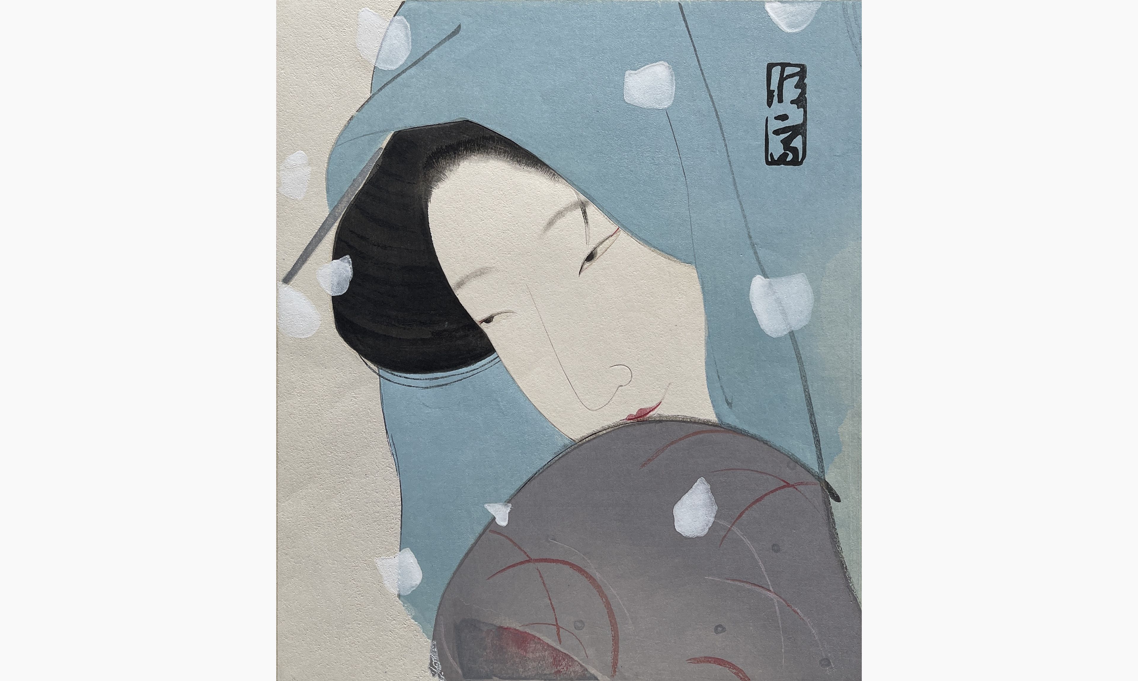 Original woodblock print - Kitano Tsunetomi - The Heroine Umekawa in Meido No Hiyaku