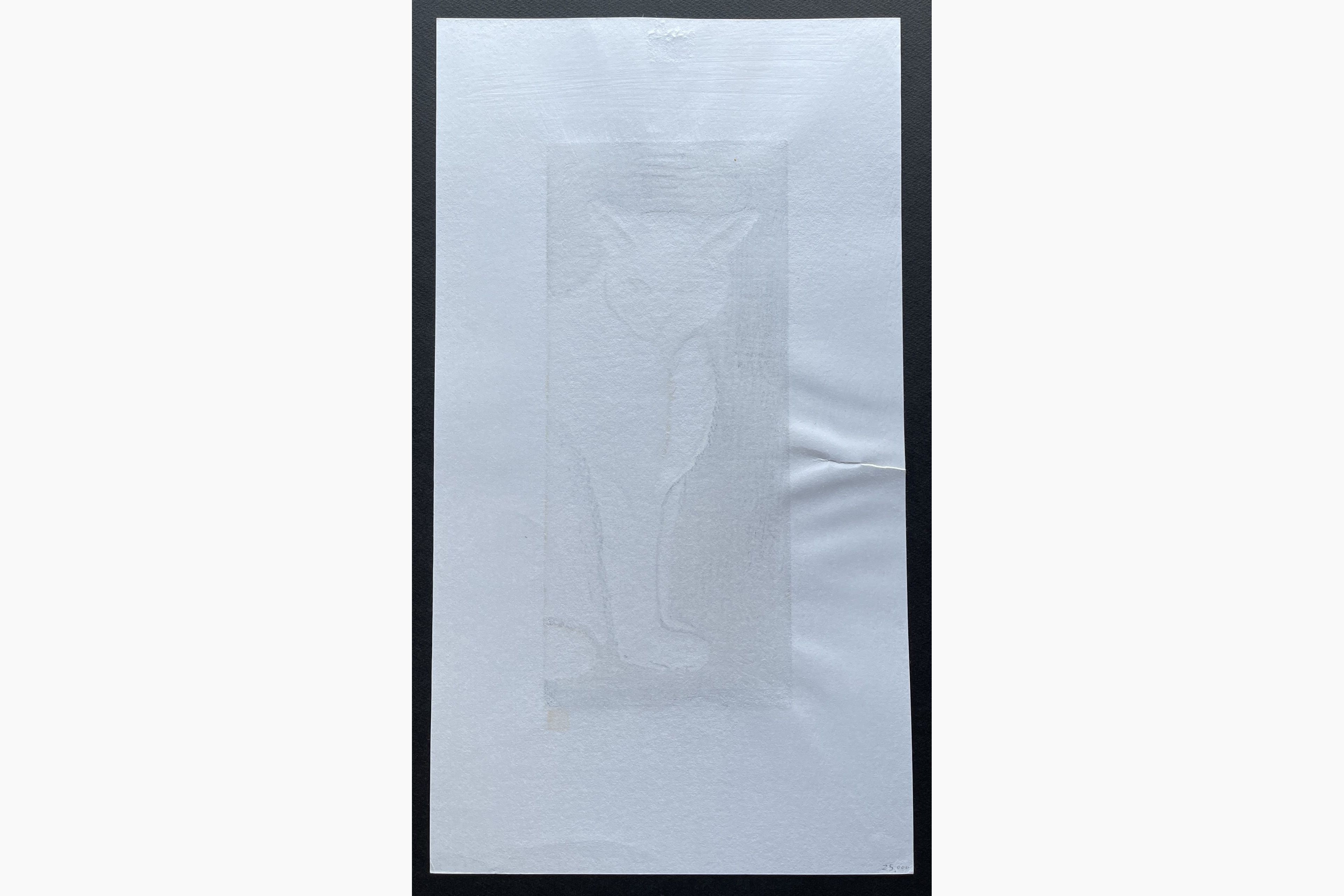 Woodblock print - Yoshiharu Kimura - Shiroi Neko