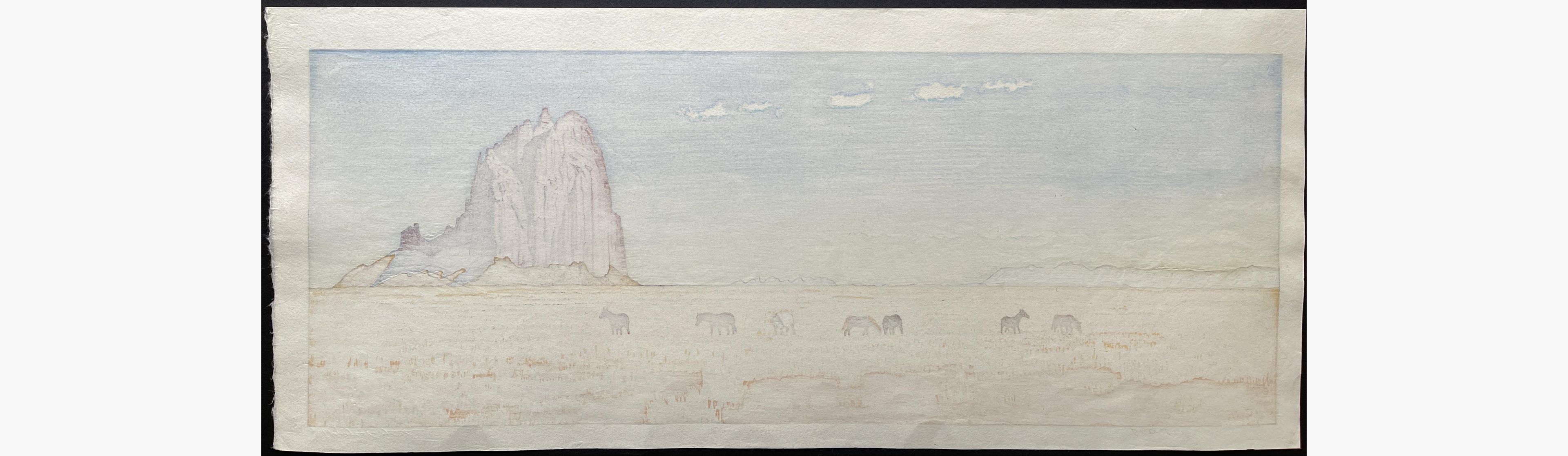 Japanese print - Toshi Yoshida - Ship Rock