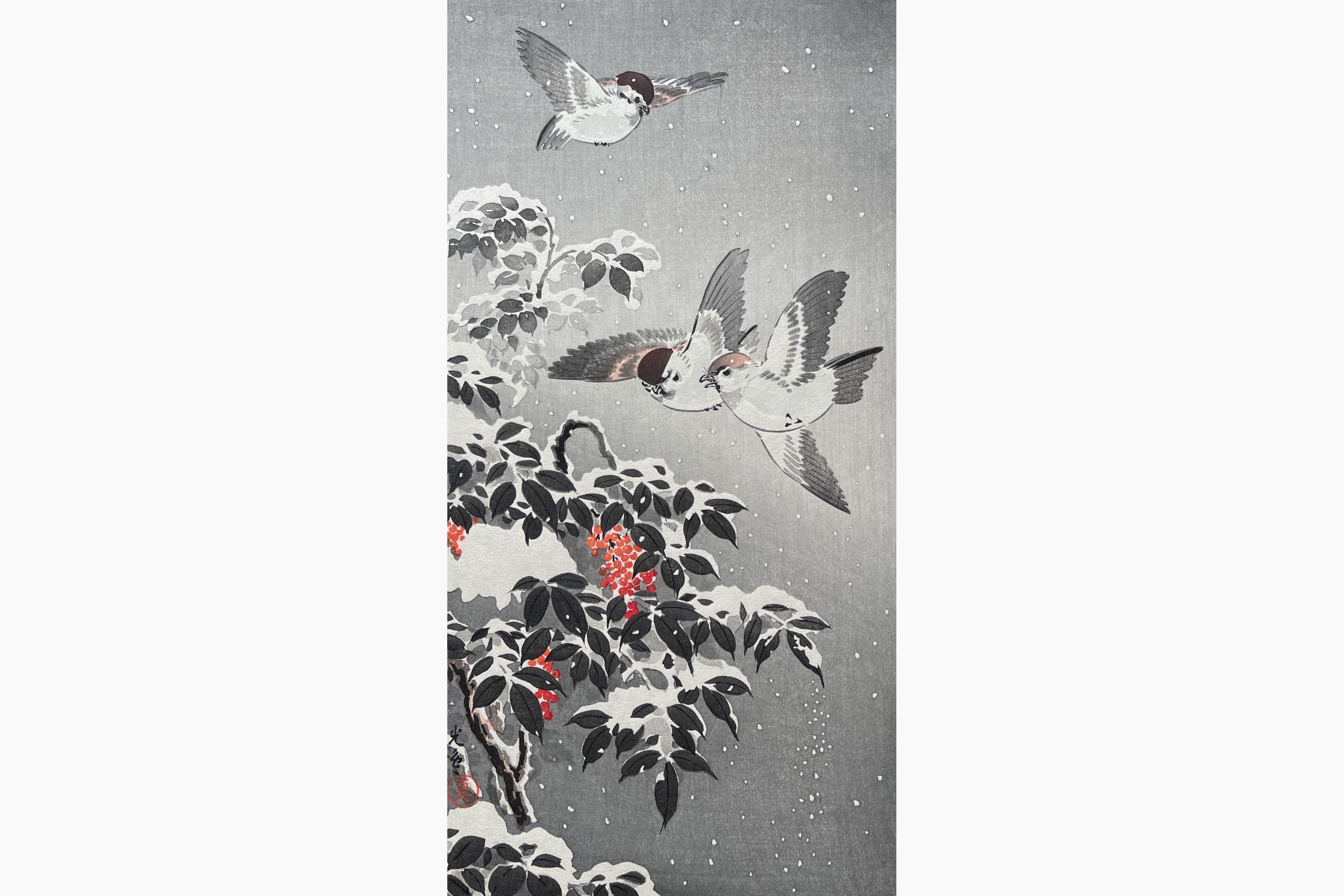 Original woodblock print - Tsuchiya Koitsu - Sparrow (Small)