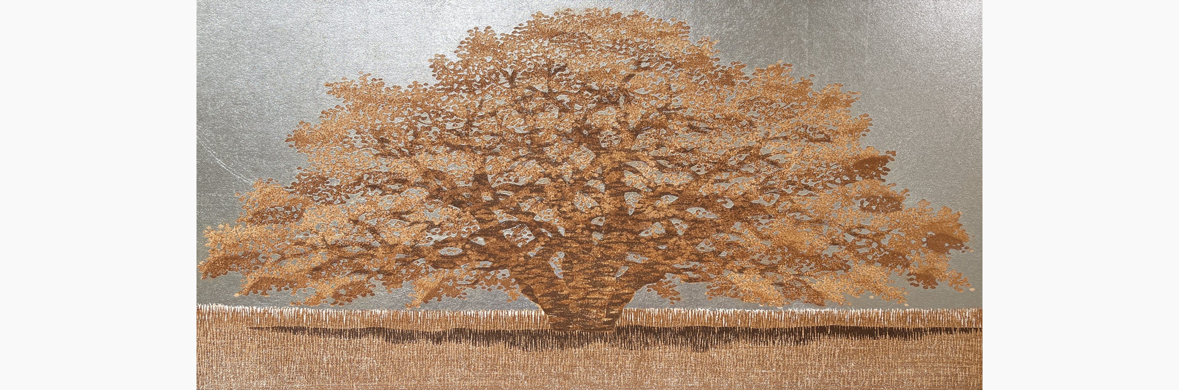 Original woodblock print - Hajime Namiki - Tree scene 110B