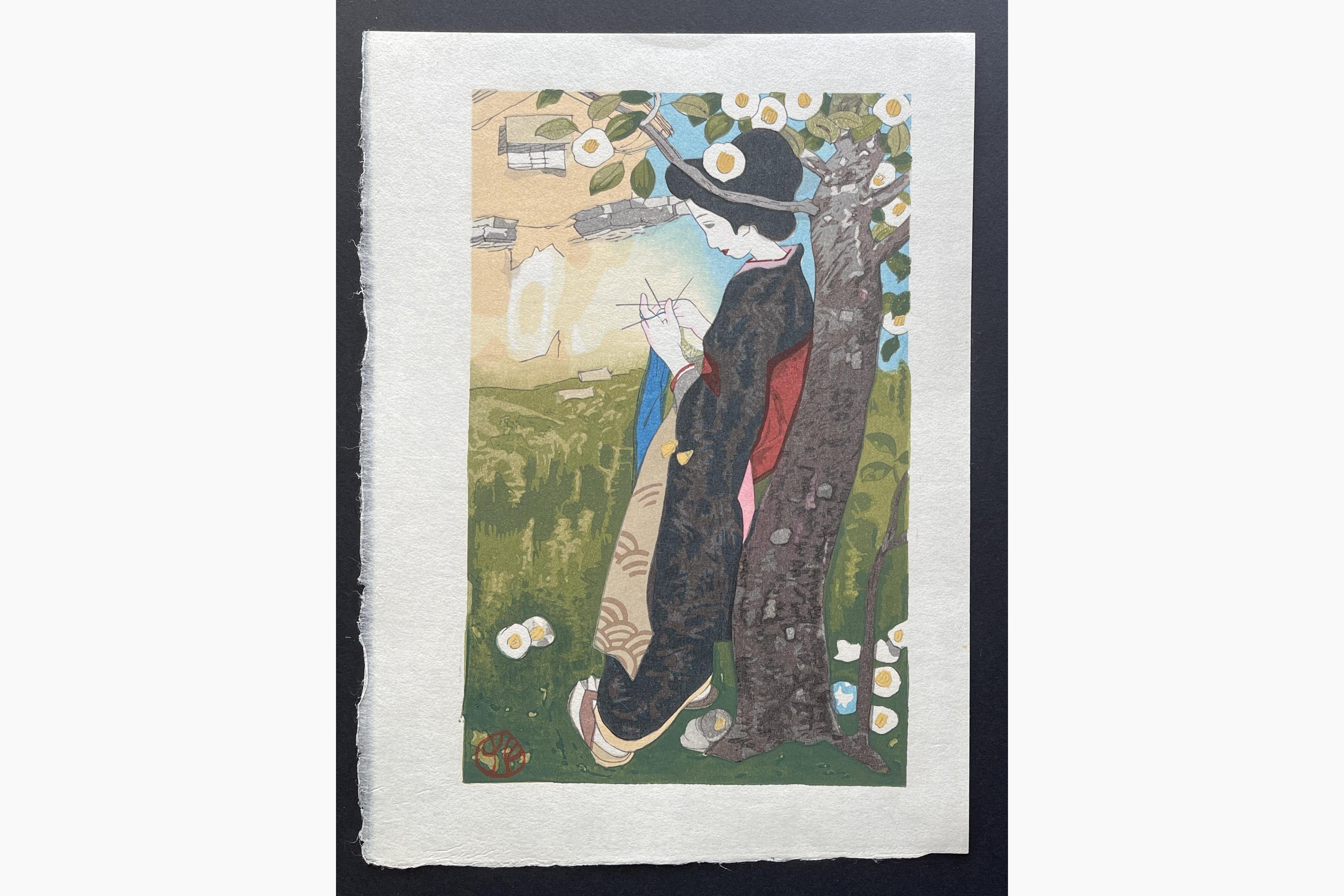 Japanese woodblock print - Yumeji Takehisa - Sunny Place
