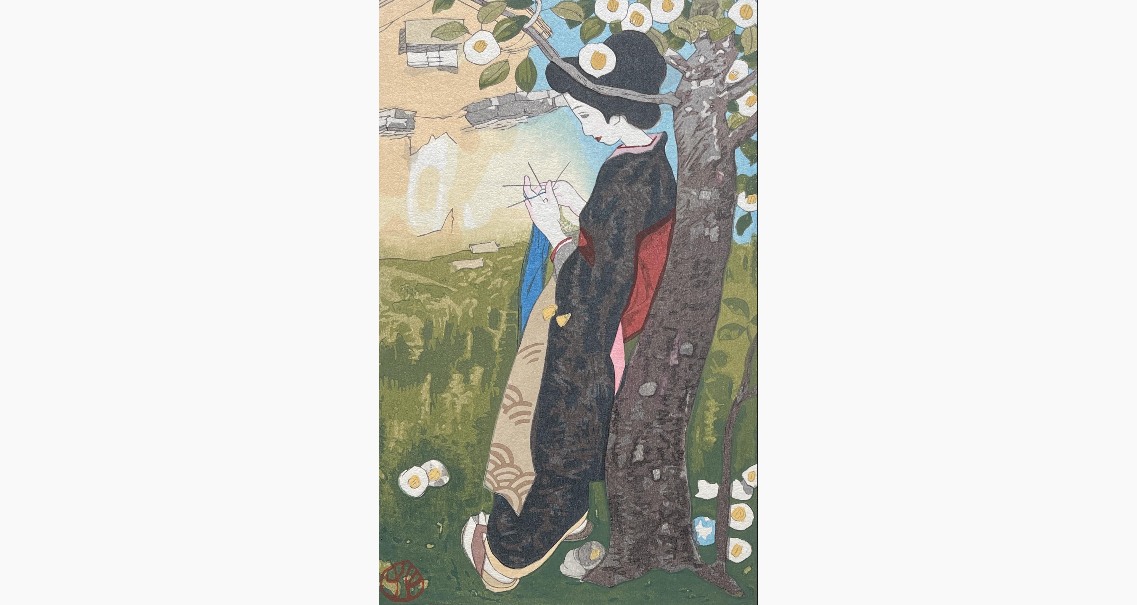 Original woodblock print - Yumeji Takehisa - Sunny Place