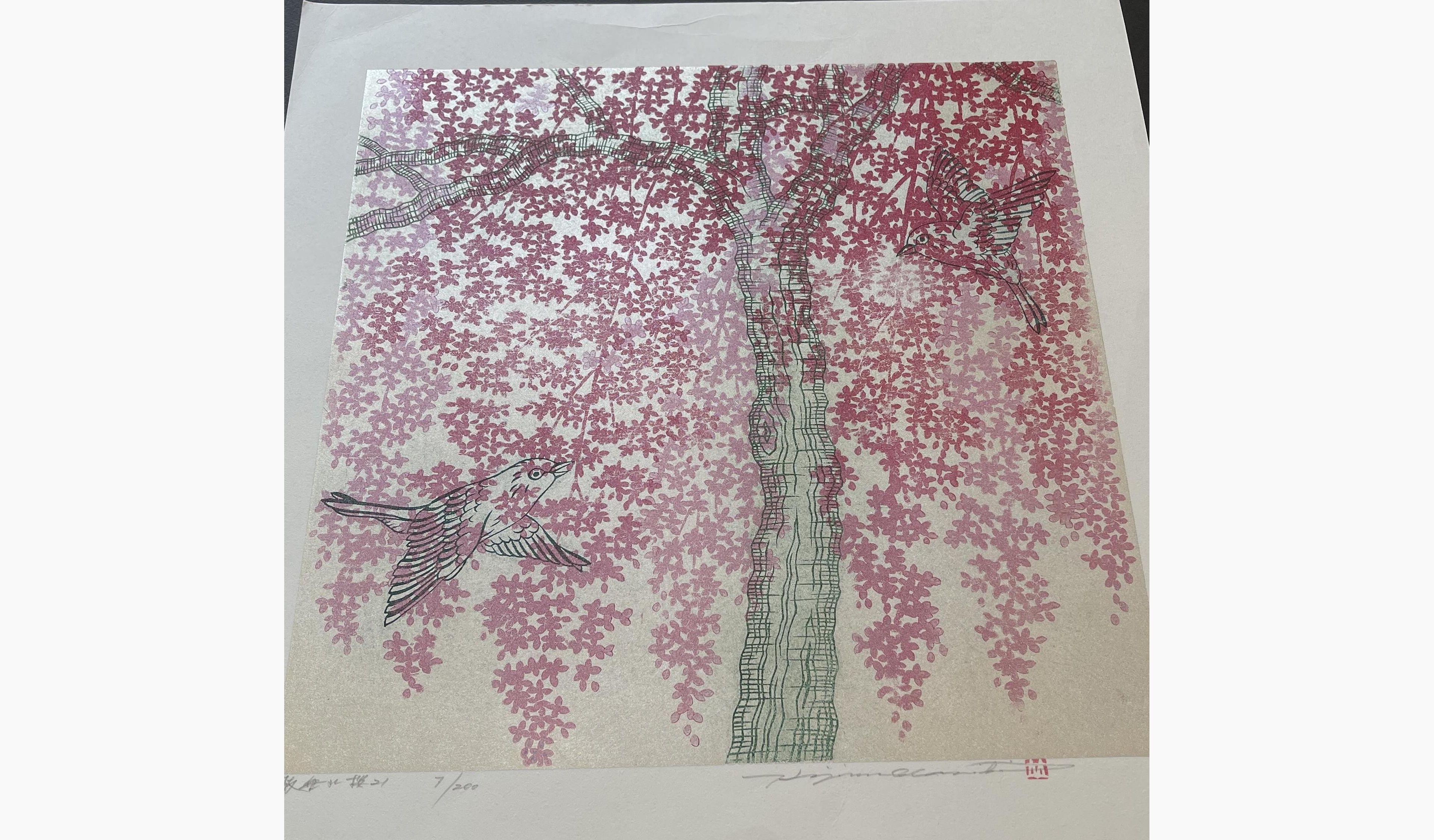 Japanese print - Hajime Namiki - Weeping Cherry 21