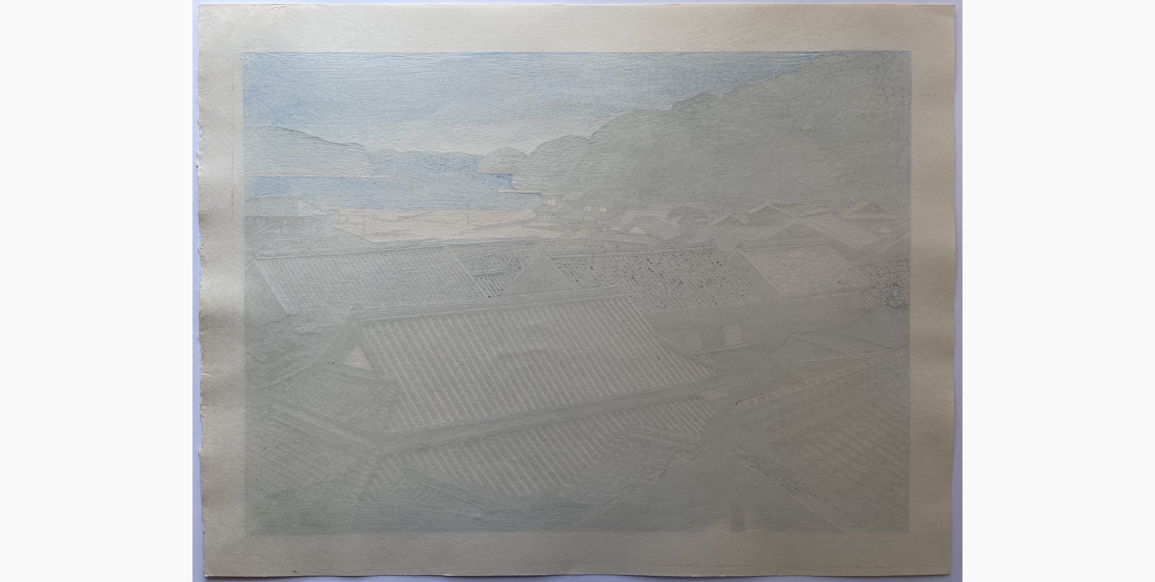 Japanese print - Koichi Maeda - Houses on an Island in the Seto Inland Sea