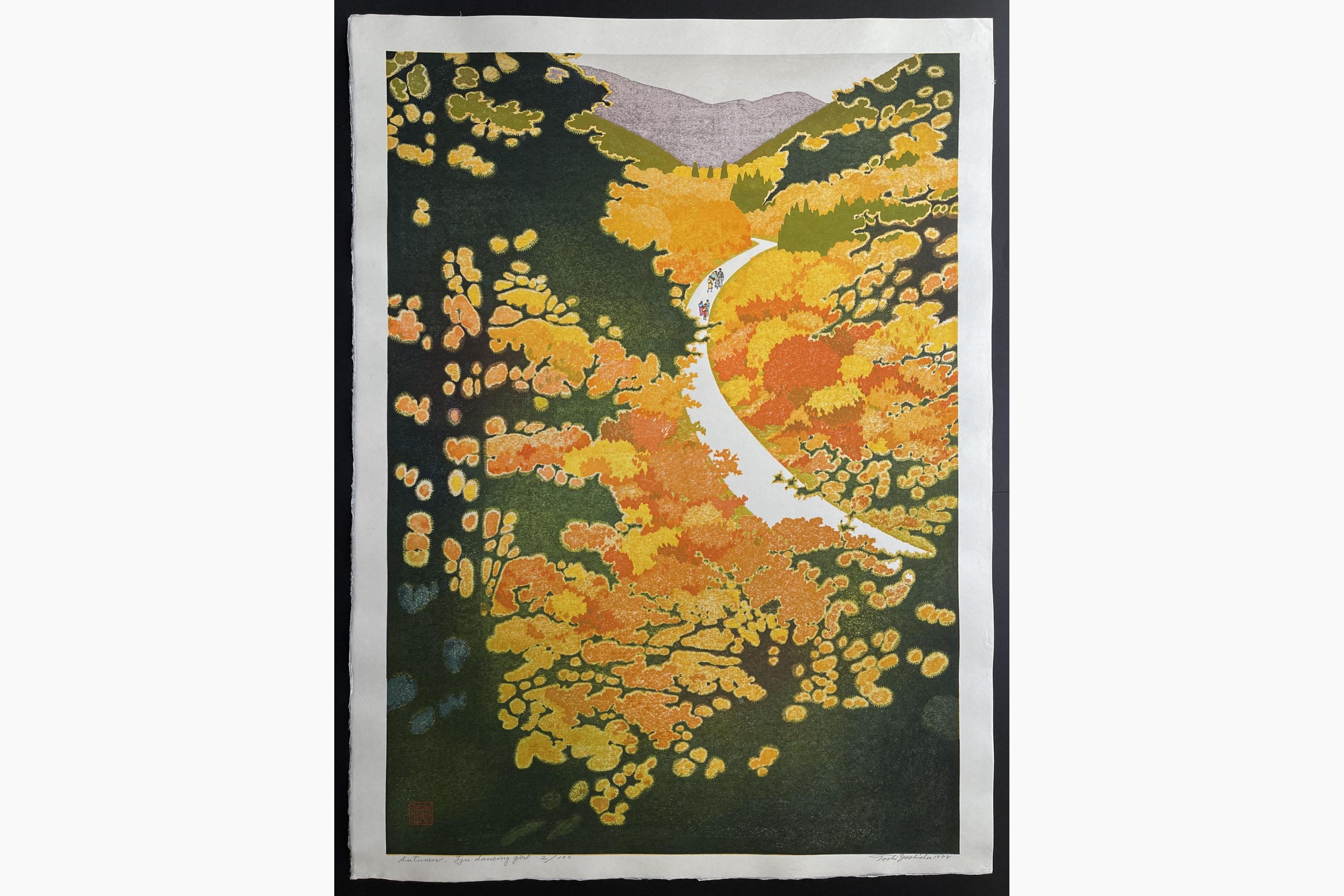 超人気新品 Izu Autumn, Dancing Japanese - Yoshida Toshi - (Signed) Girl アート・デザイン・音楽