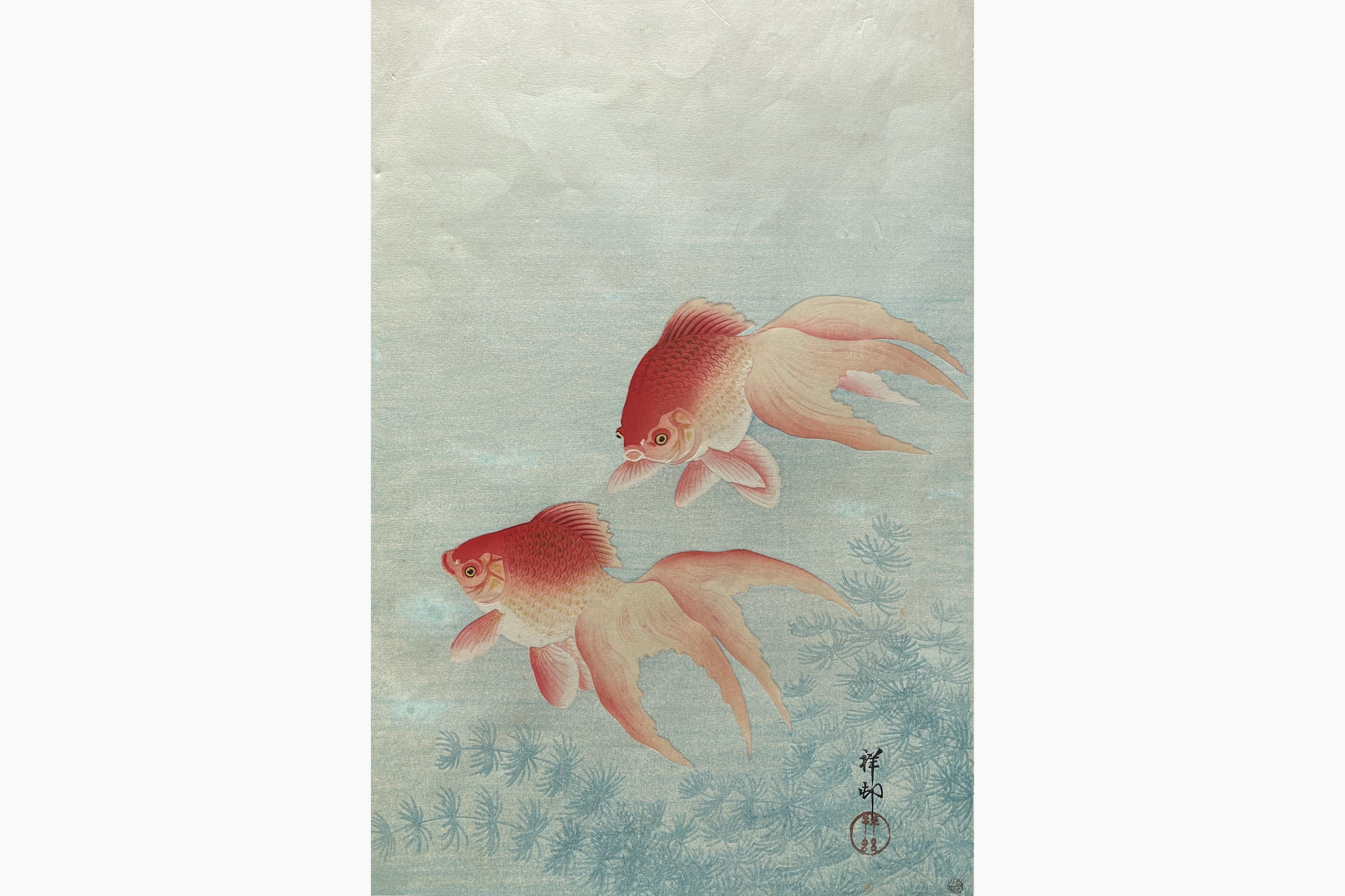 Original woodblock print - Ohara Koson - Goldfish under Water