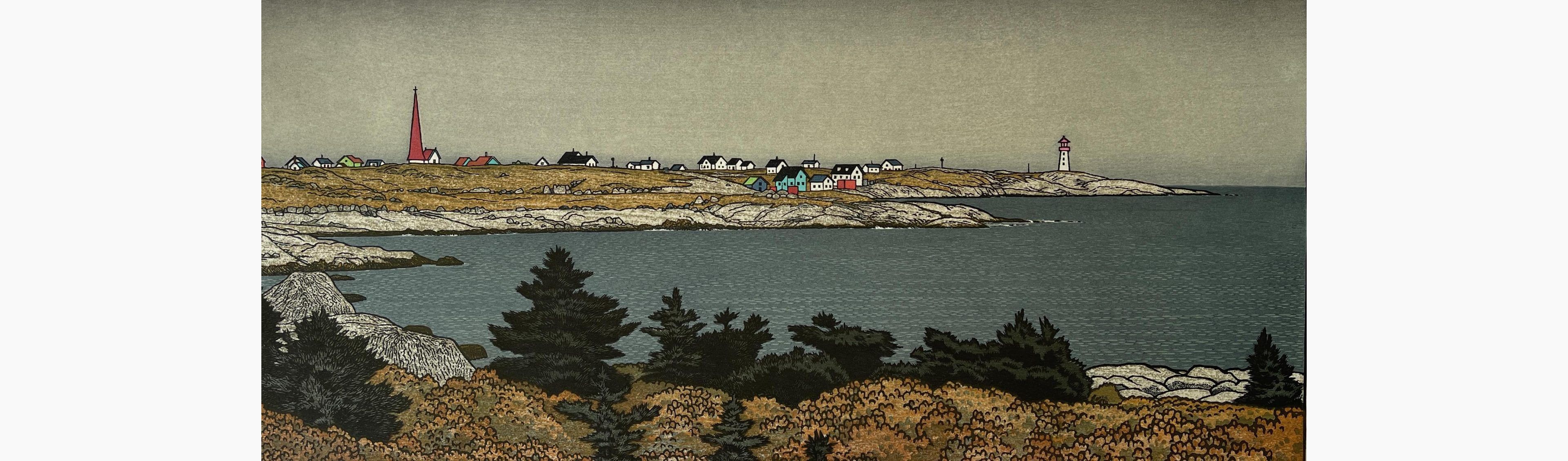 Original woodblock print - Toshi Yoshida - Peggy's Cove, Canada