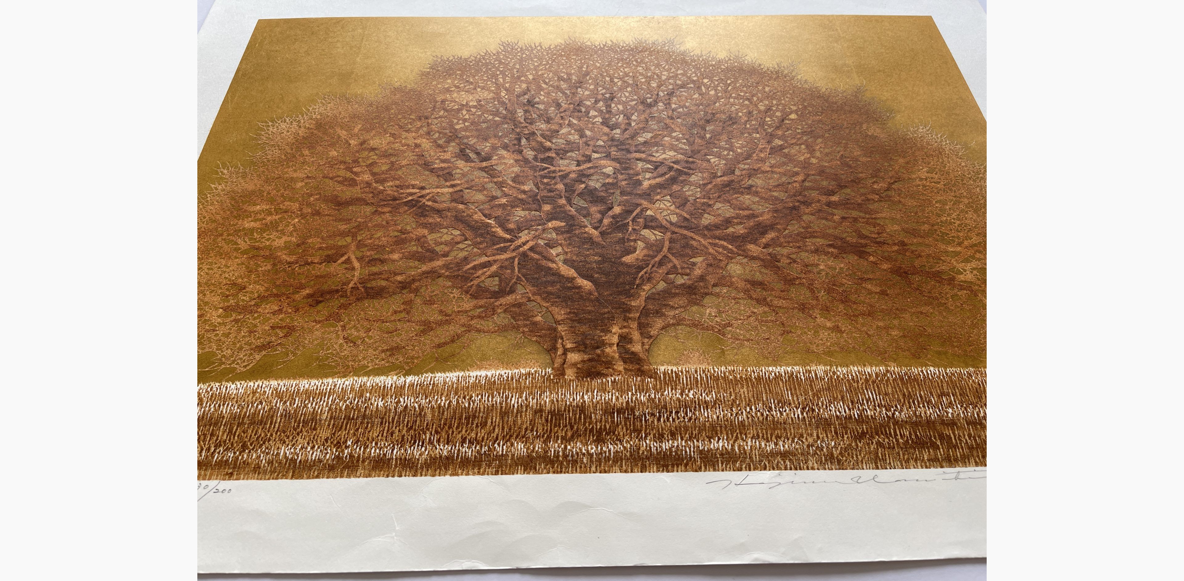 Japanese print - Hajime Namiki - Tree scene 106