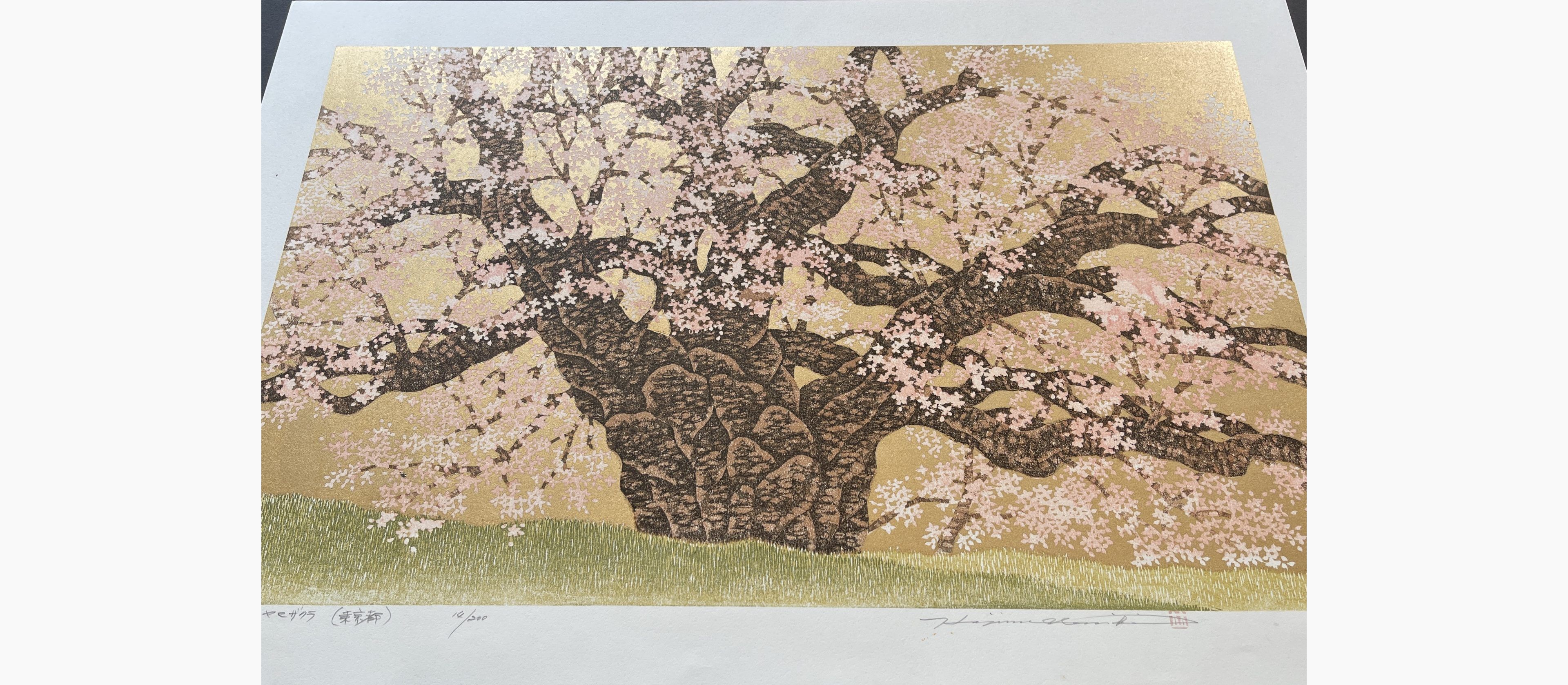 Japanese print - Hajime Namiki - Wild Cherry of Kogenji (Tokyo)