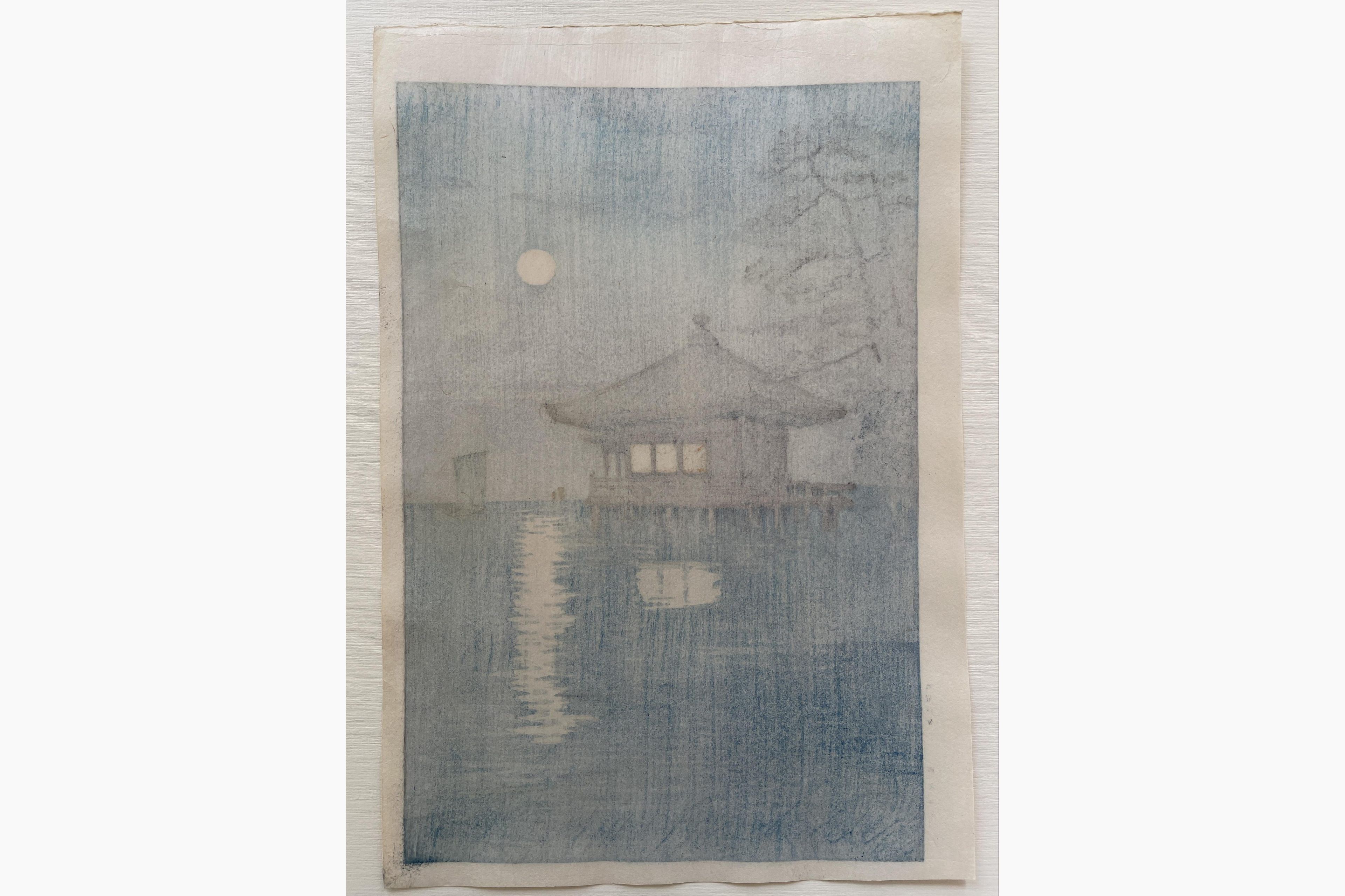 Japanese print - Ito Yuhan - Ukimido at Lake Biwa