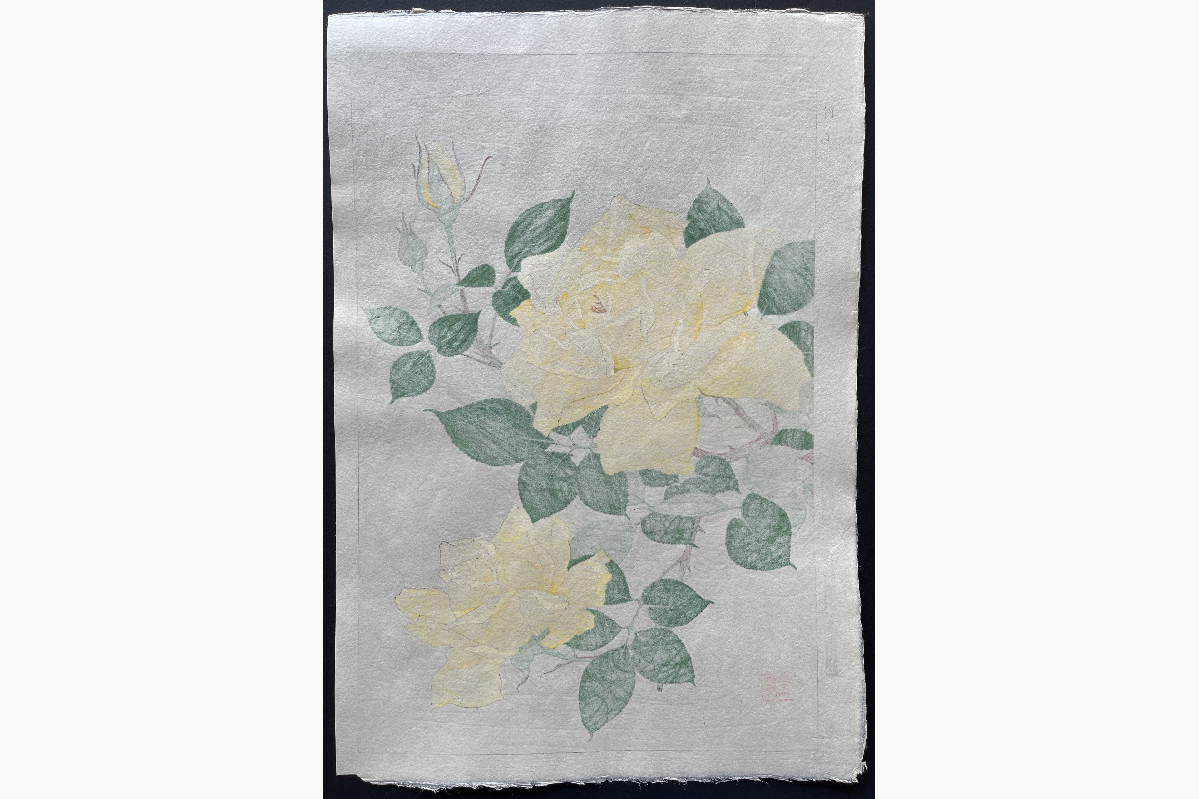 Japanese print - Kawarazaki Shodo - Rose