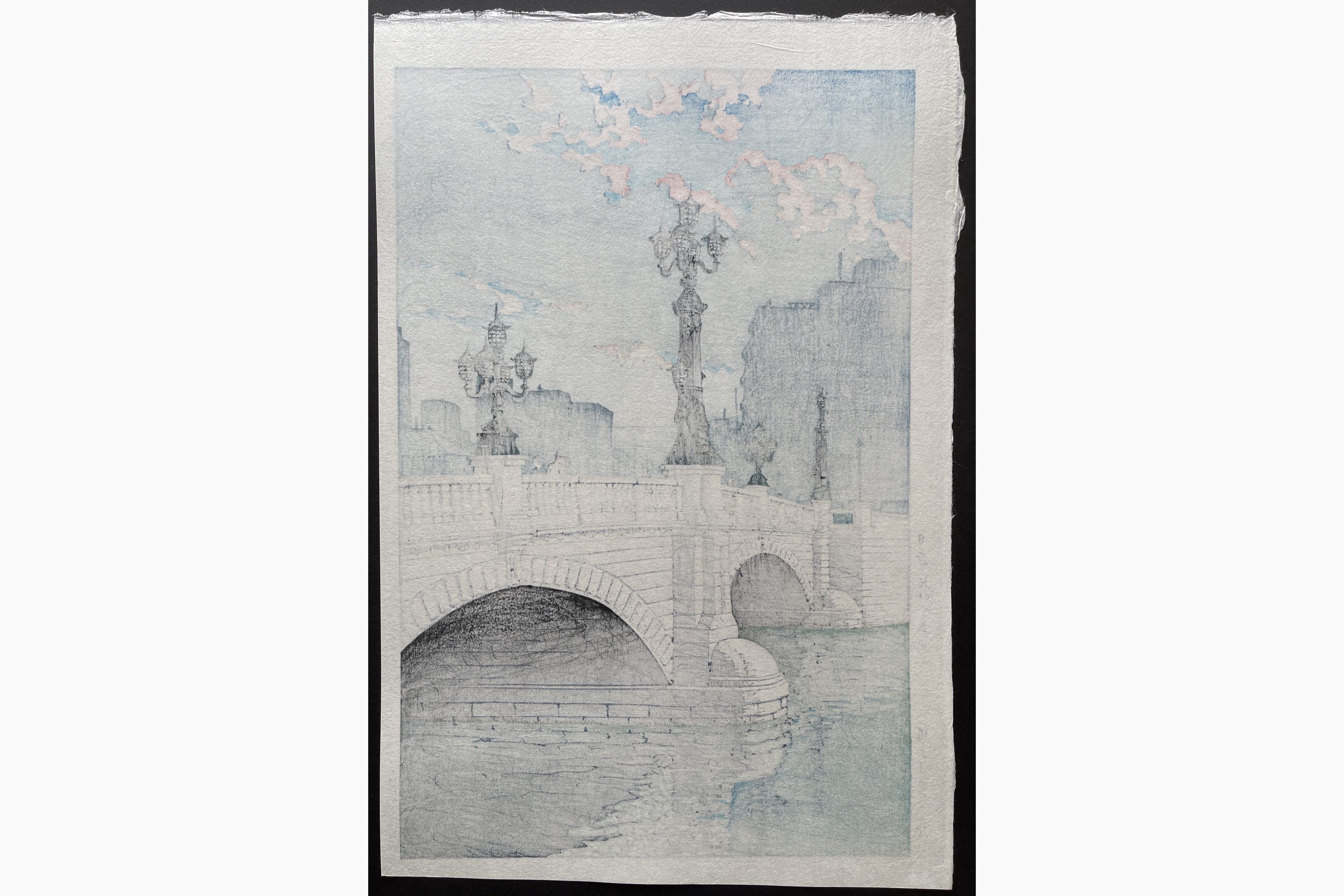 Japanese print - Kawase Hasui - Dawn at the Nihon Bridge