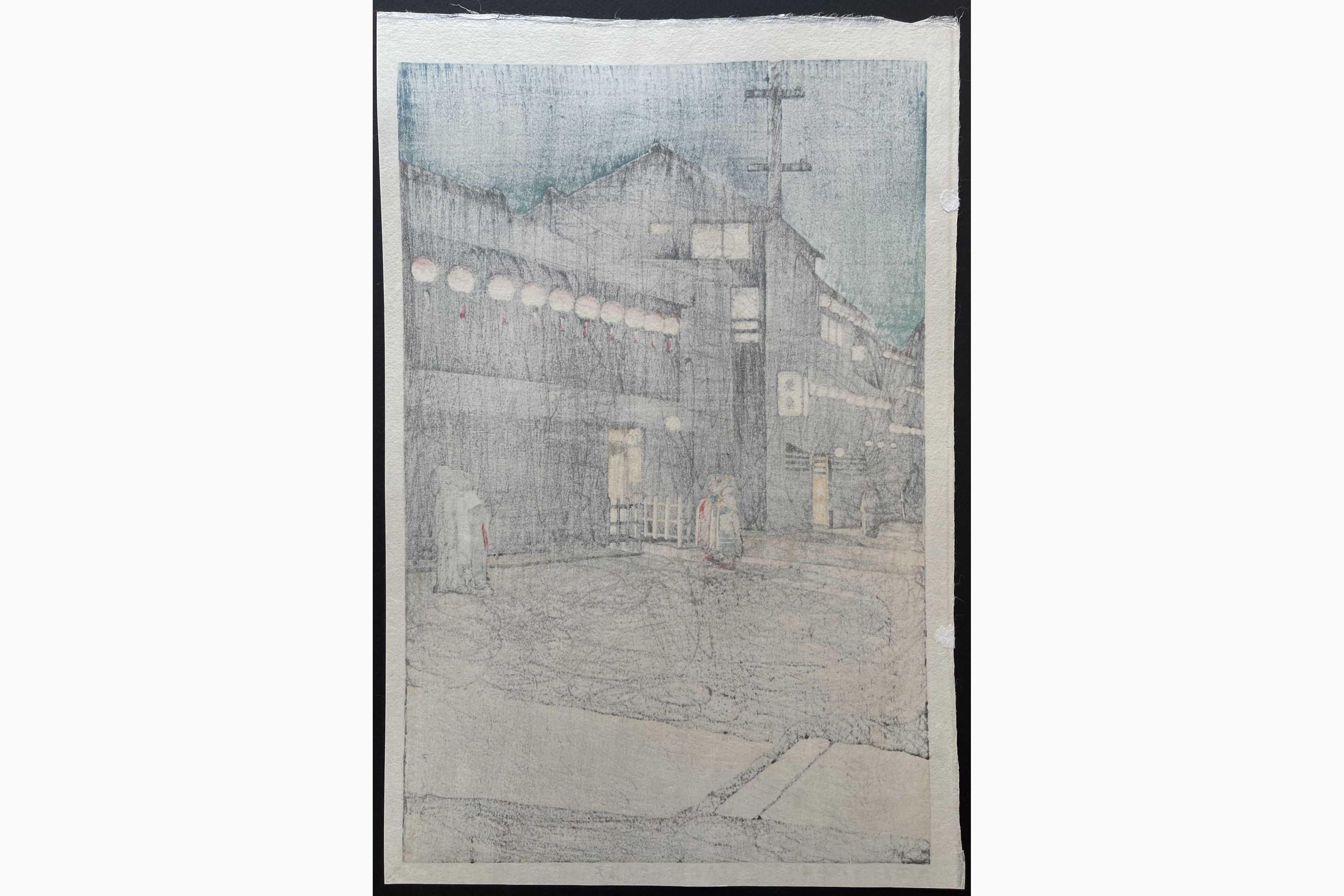 Japanese print - Kawase Hasui - Evening At Soemon-Cho, Osaka