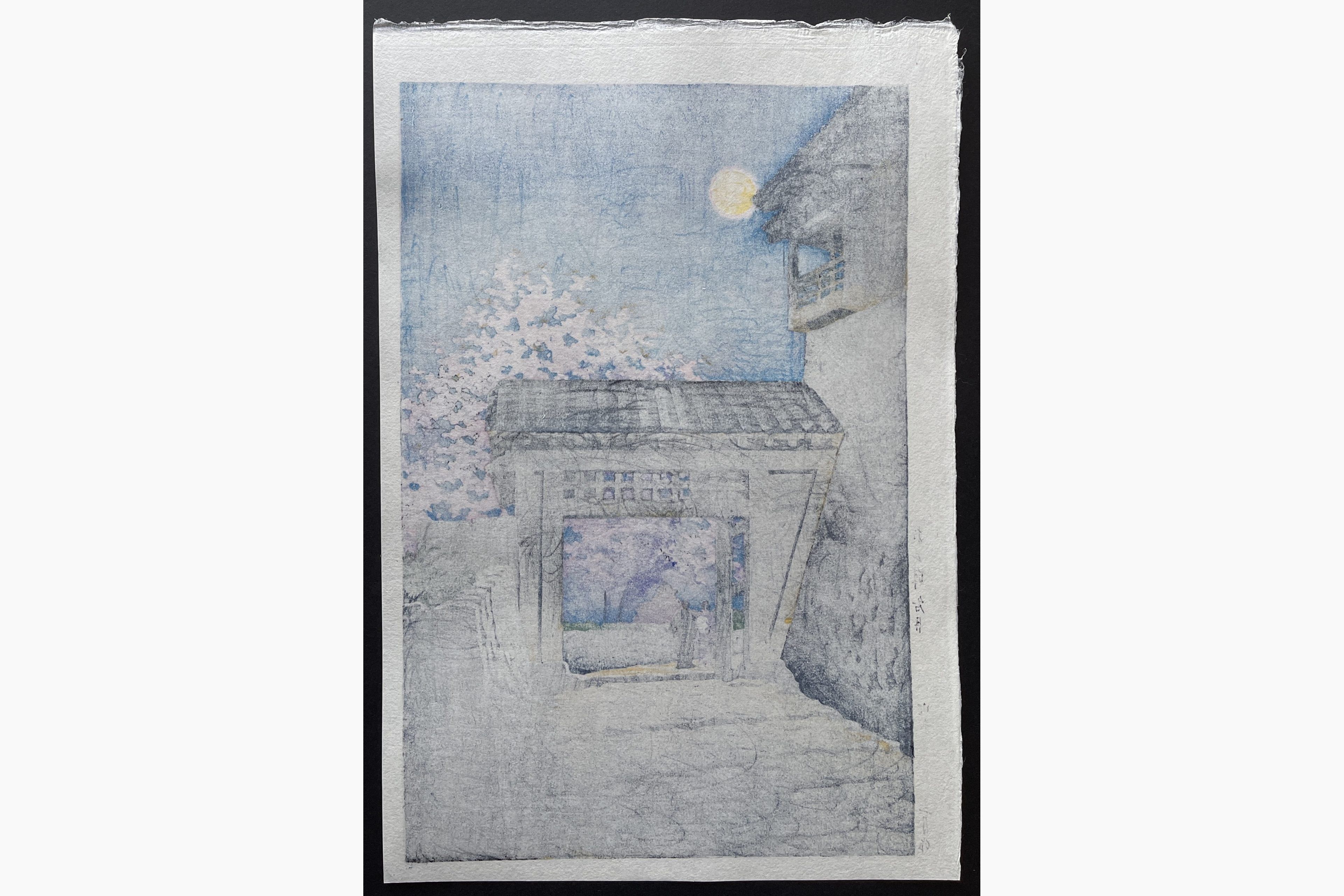 Japanese print - Kawase Hasui - Full Moon over Matsuyama Caste