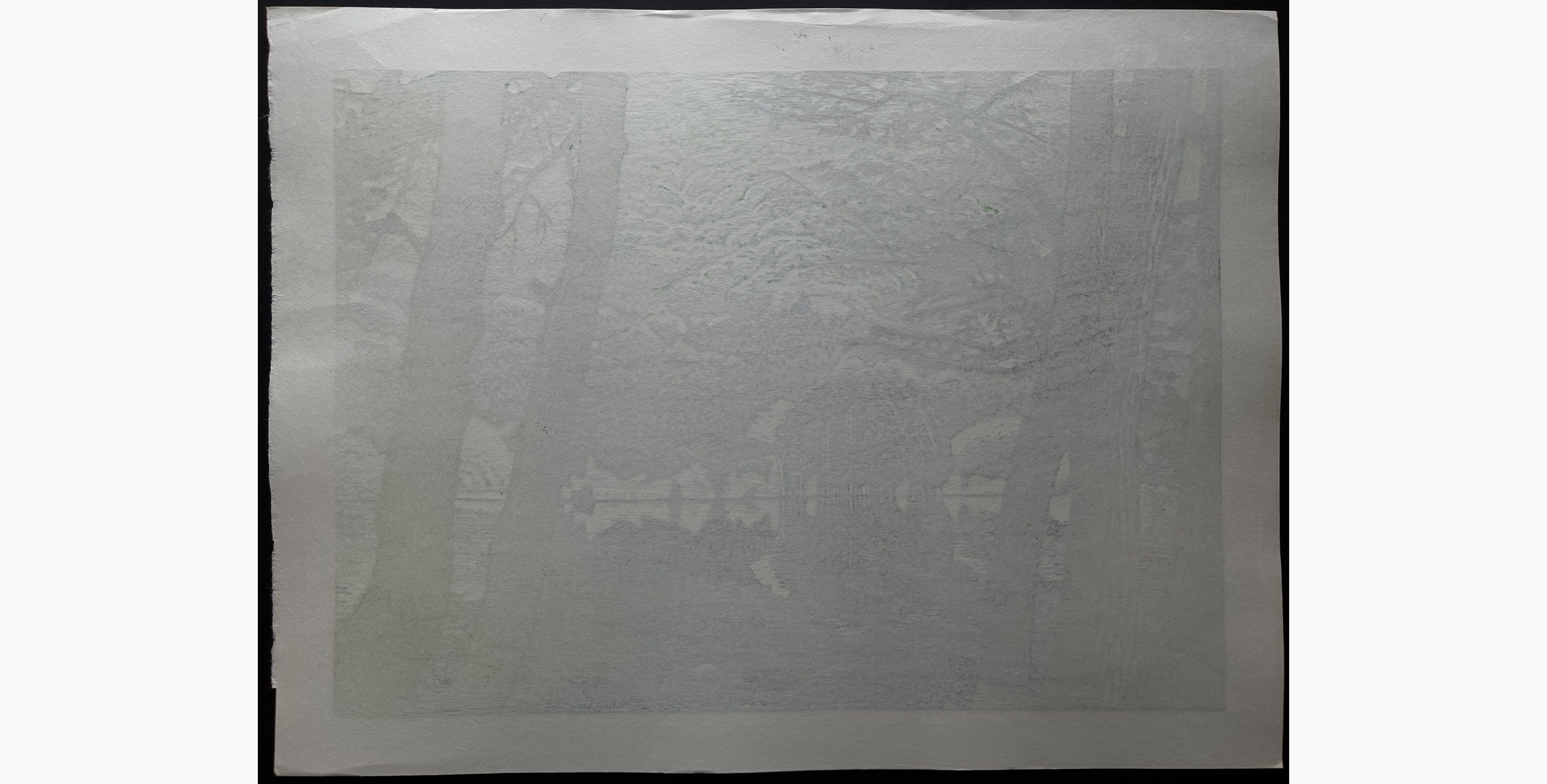 Japanese print - Koichi Maeda - Early Spring in Hokuryu Lake