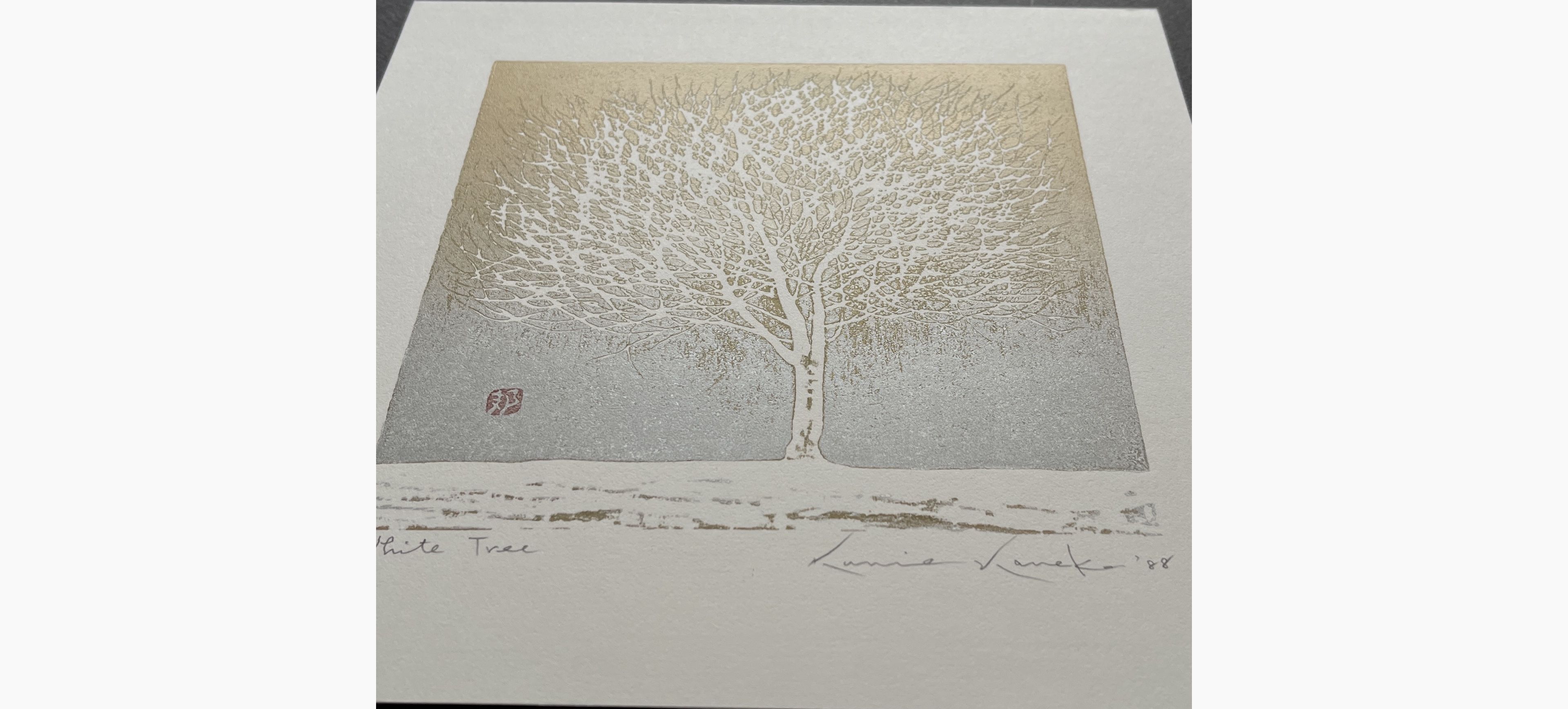 Japanese print - Kunio Kaneko - White Tree