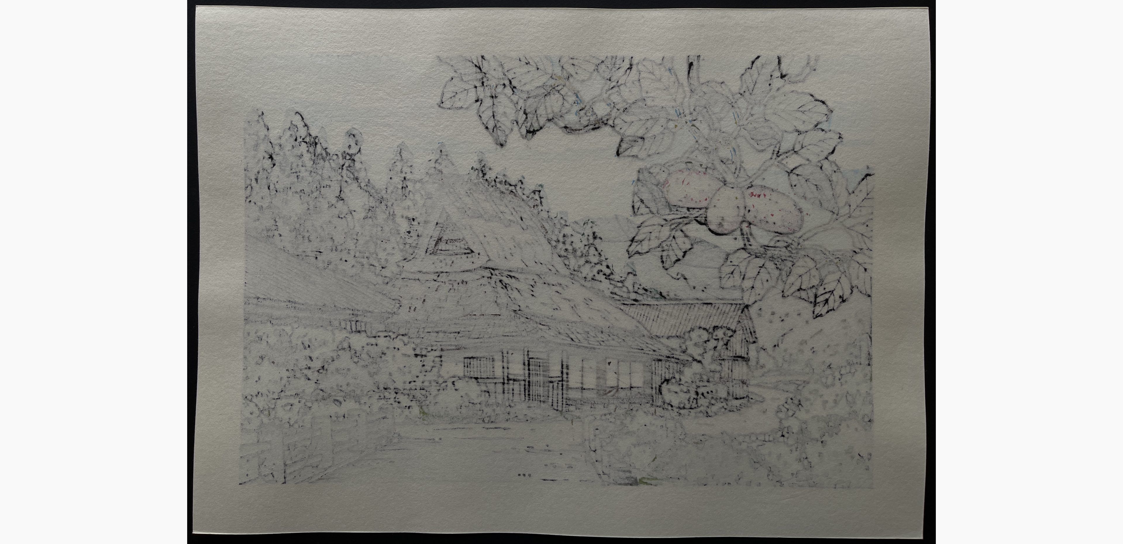 Japanese print - Nishijima Katsuyuki - House in Seryu (Kitayama, Kyoto)