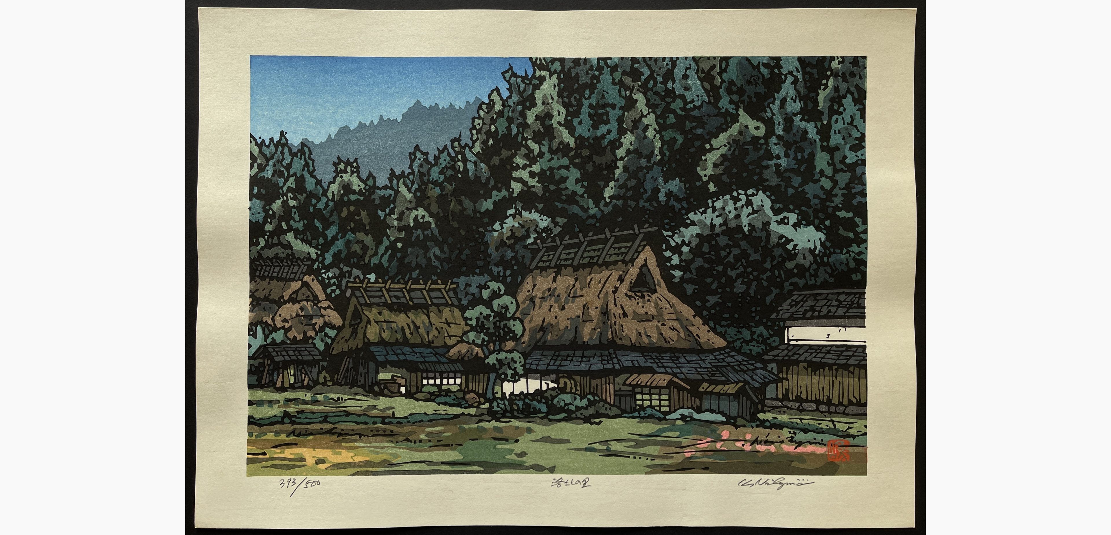 Japanese print - Nishijima Katsuyuki - Rakuhoku Village