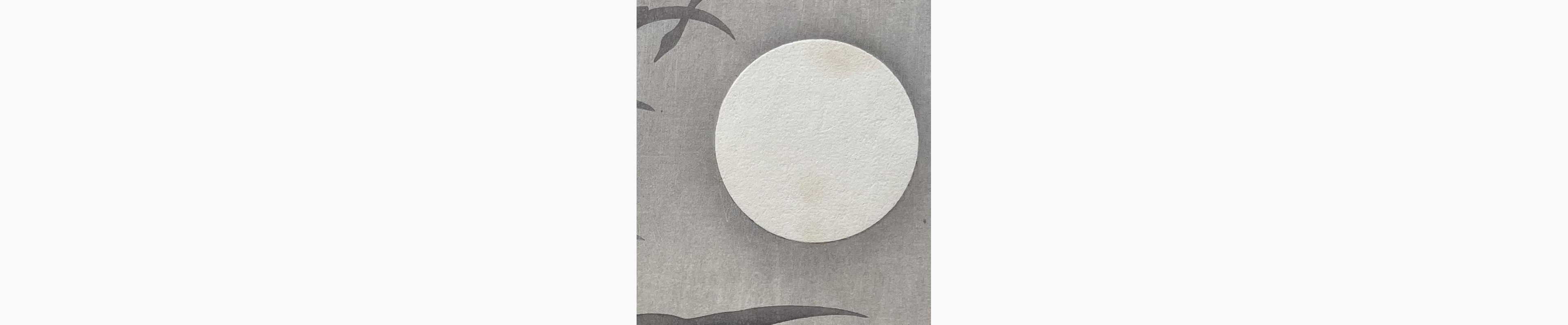 Japanese print - Ohara Koson - Eight White-Fronted Gees in Flight, a Full Moon Behind