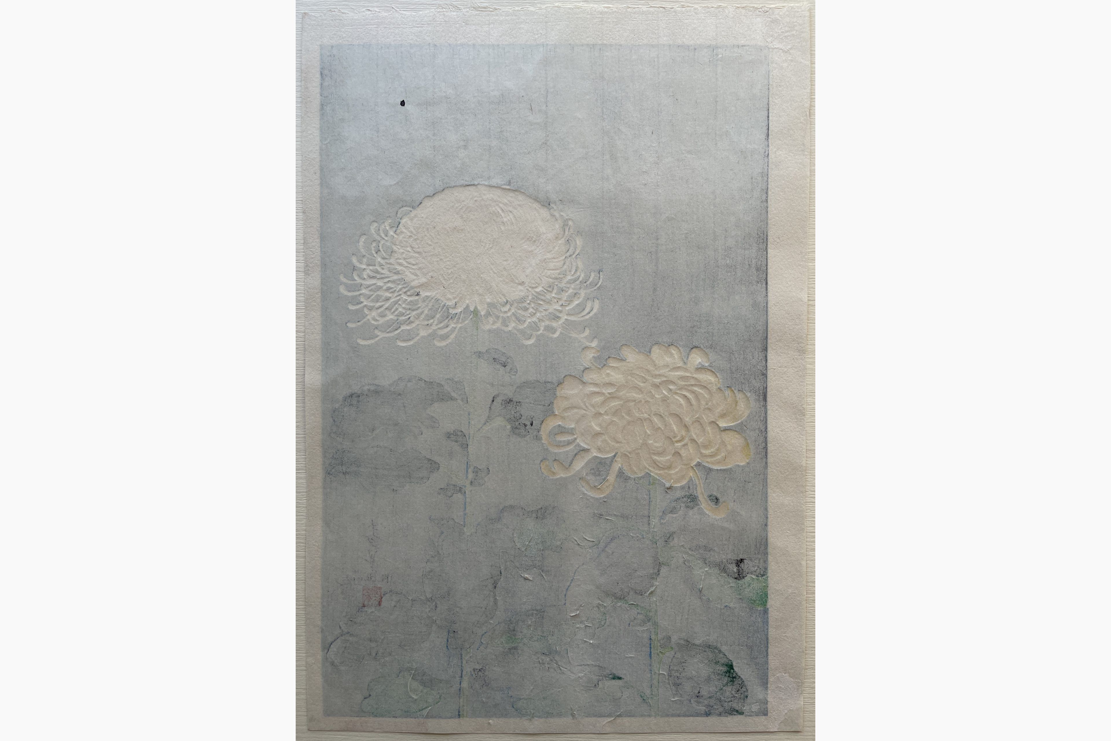 Japanese print - Ohno Bakufu - Chrysanthemums (Yellow and White)