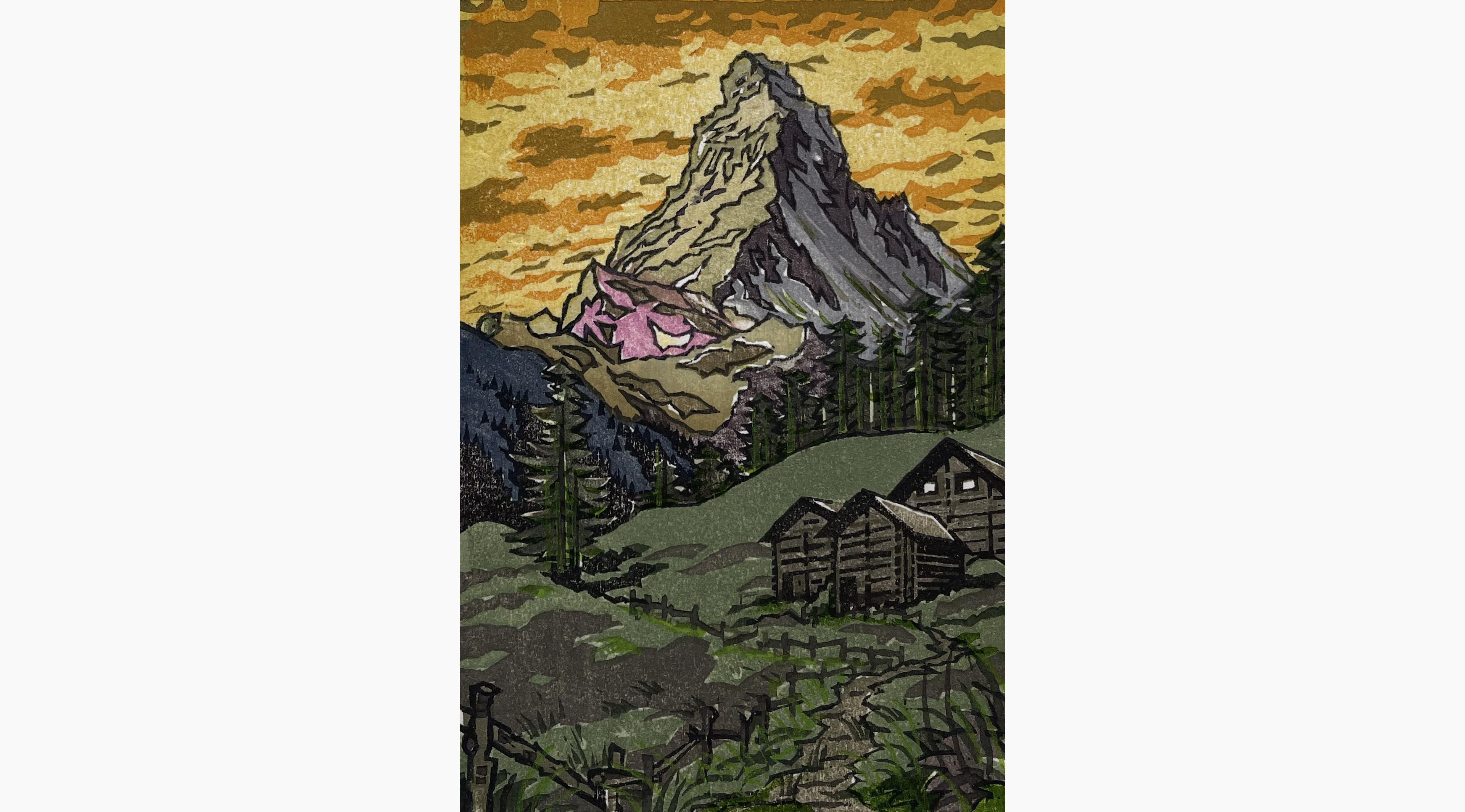 Japanese print - Osamu Sugiyama - Matterhorn at Sunrise