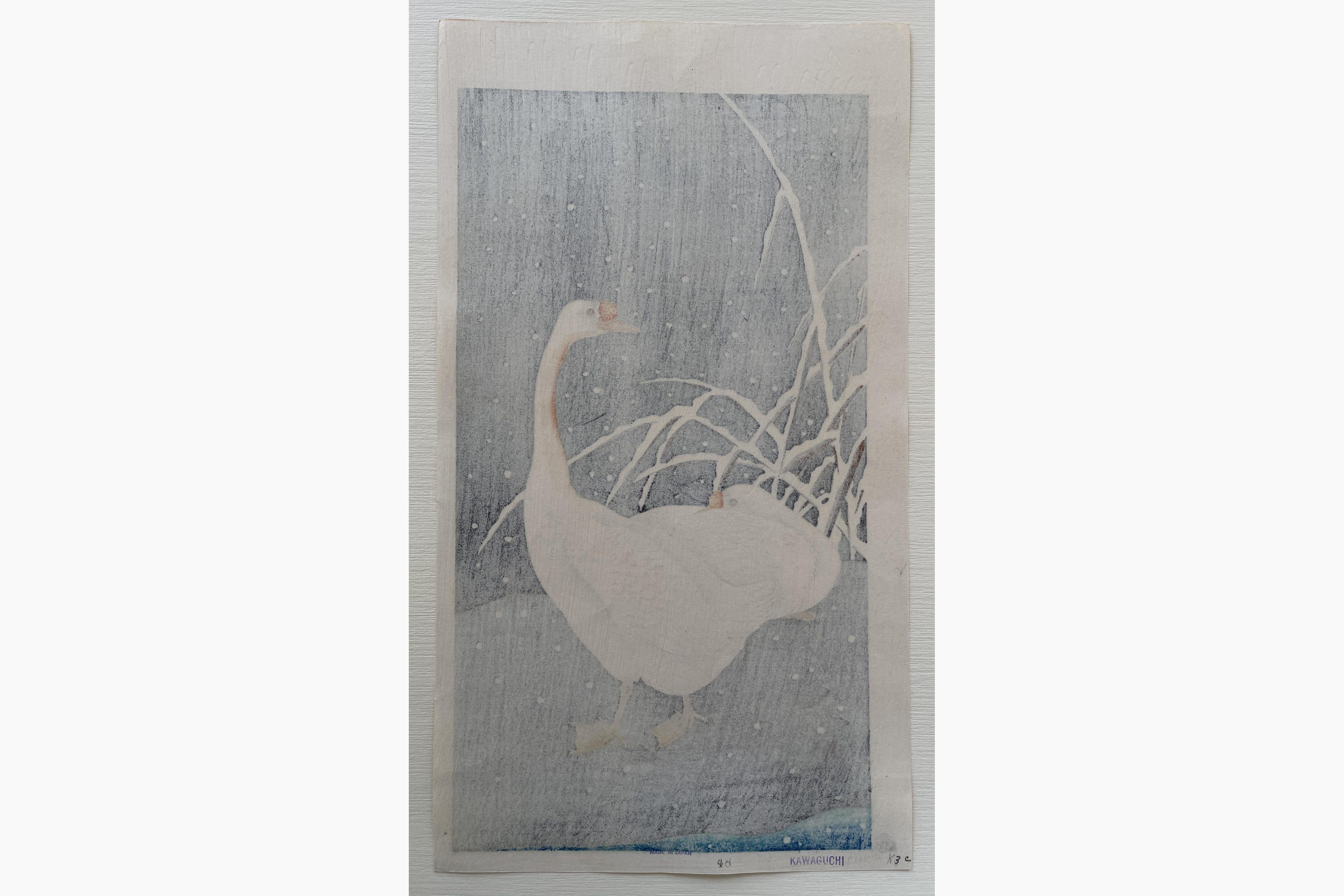 Japanese print - Soseki Komori - Geese in Snow