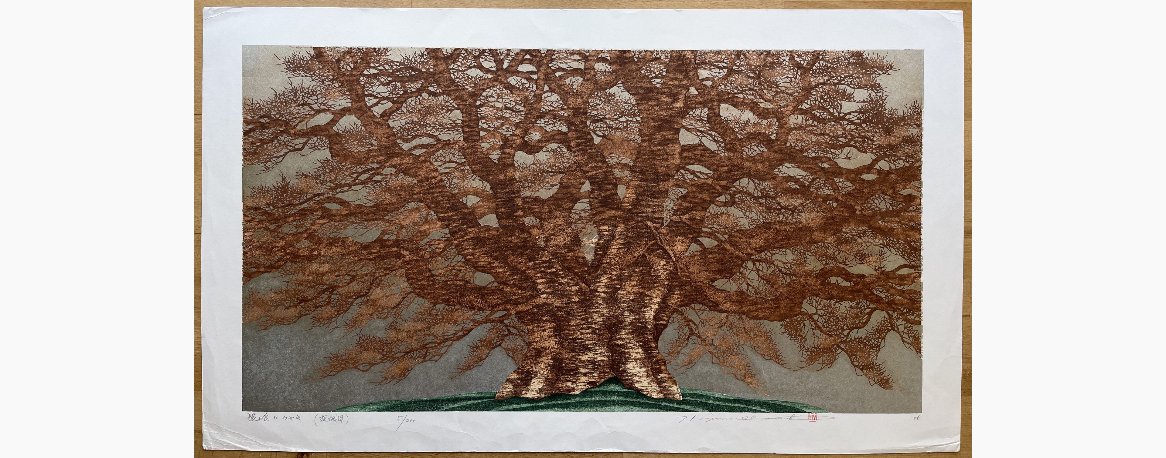 Japanese woodblock print - Hajime Namiki - Saruhami Zelkova