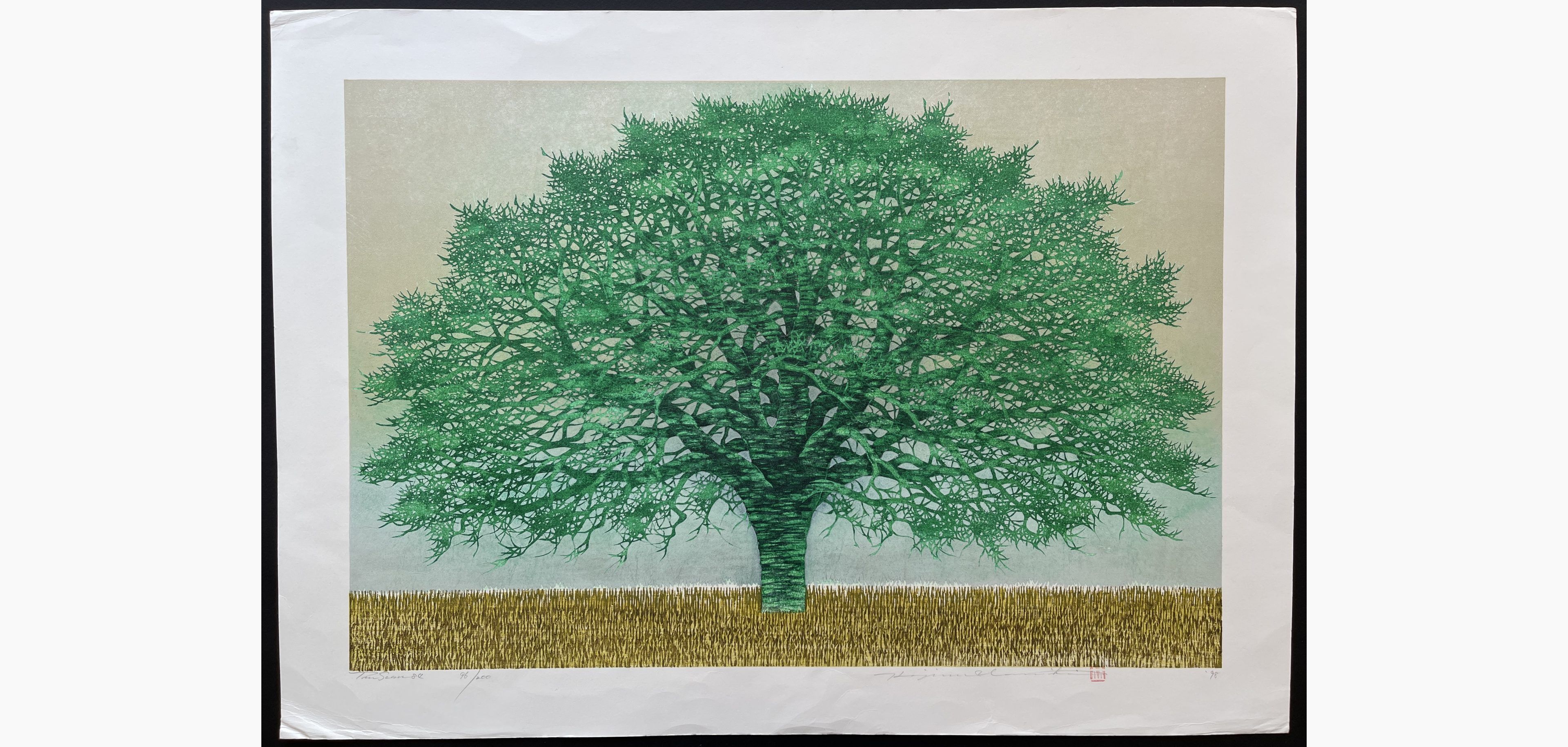 Japanese woodblock print - Hajime Namiki - Tree scene 84