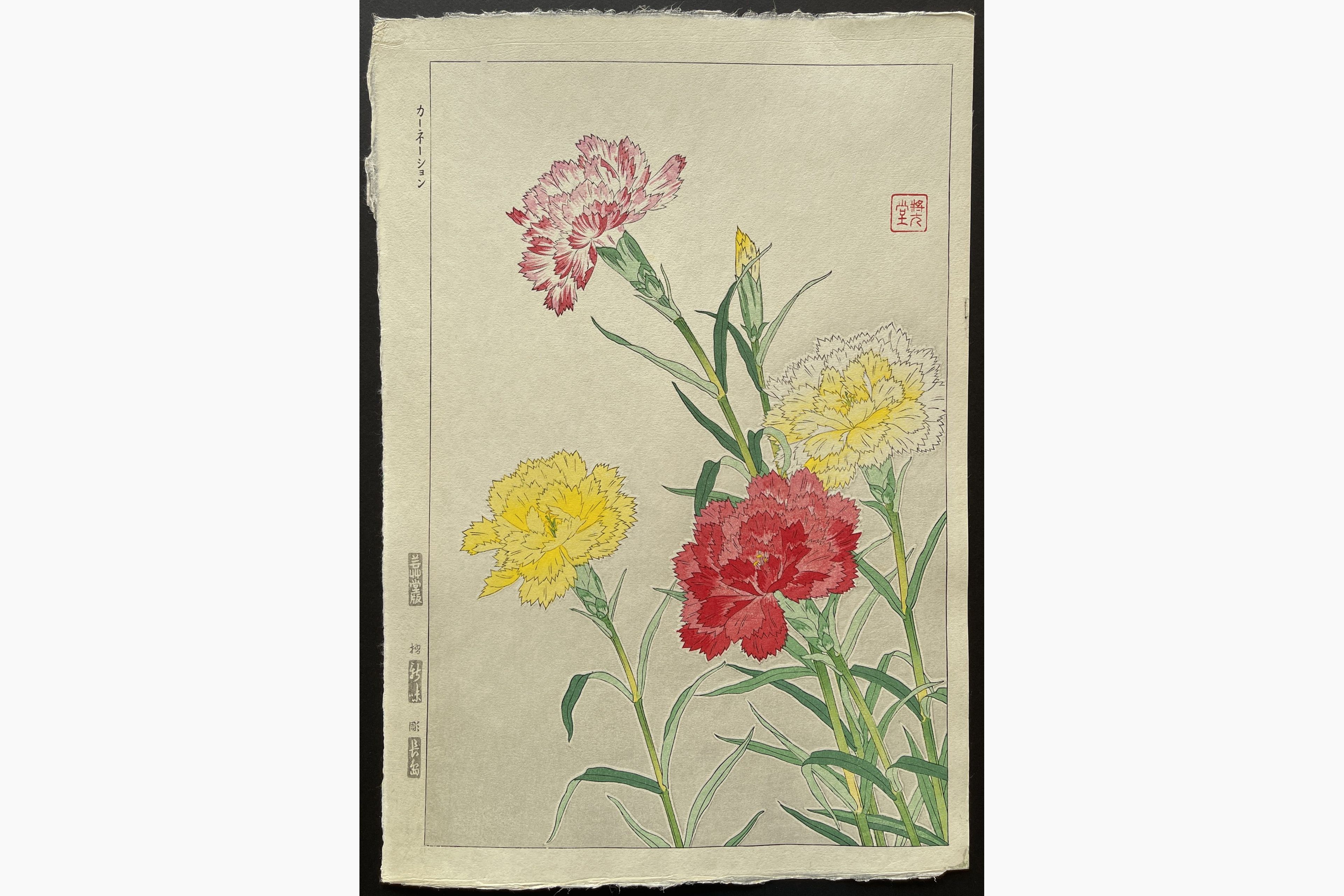 Japanese woodblock print - Kawarazaki Shodo - Carnation