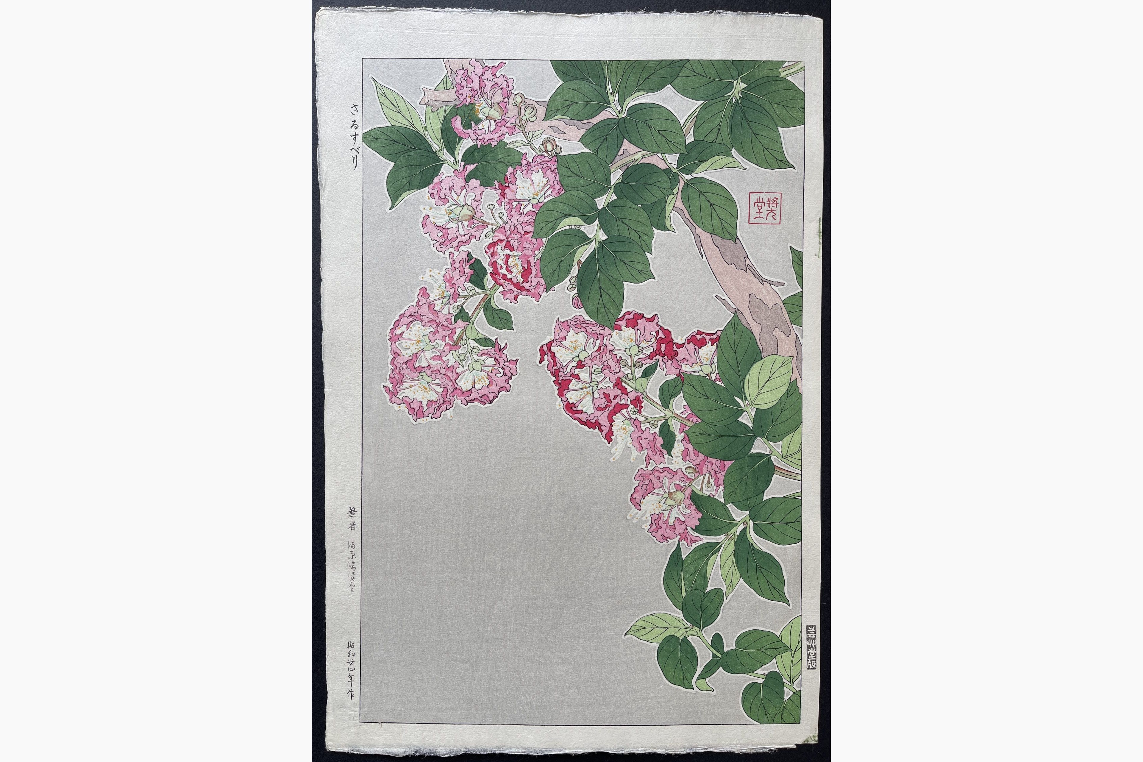 Japanese woodblock print - Kawarazaki Shodo - Crape Myrtle