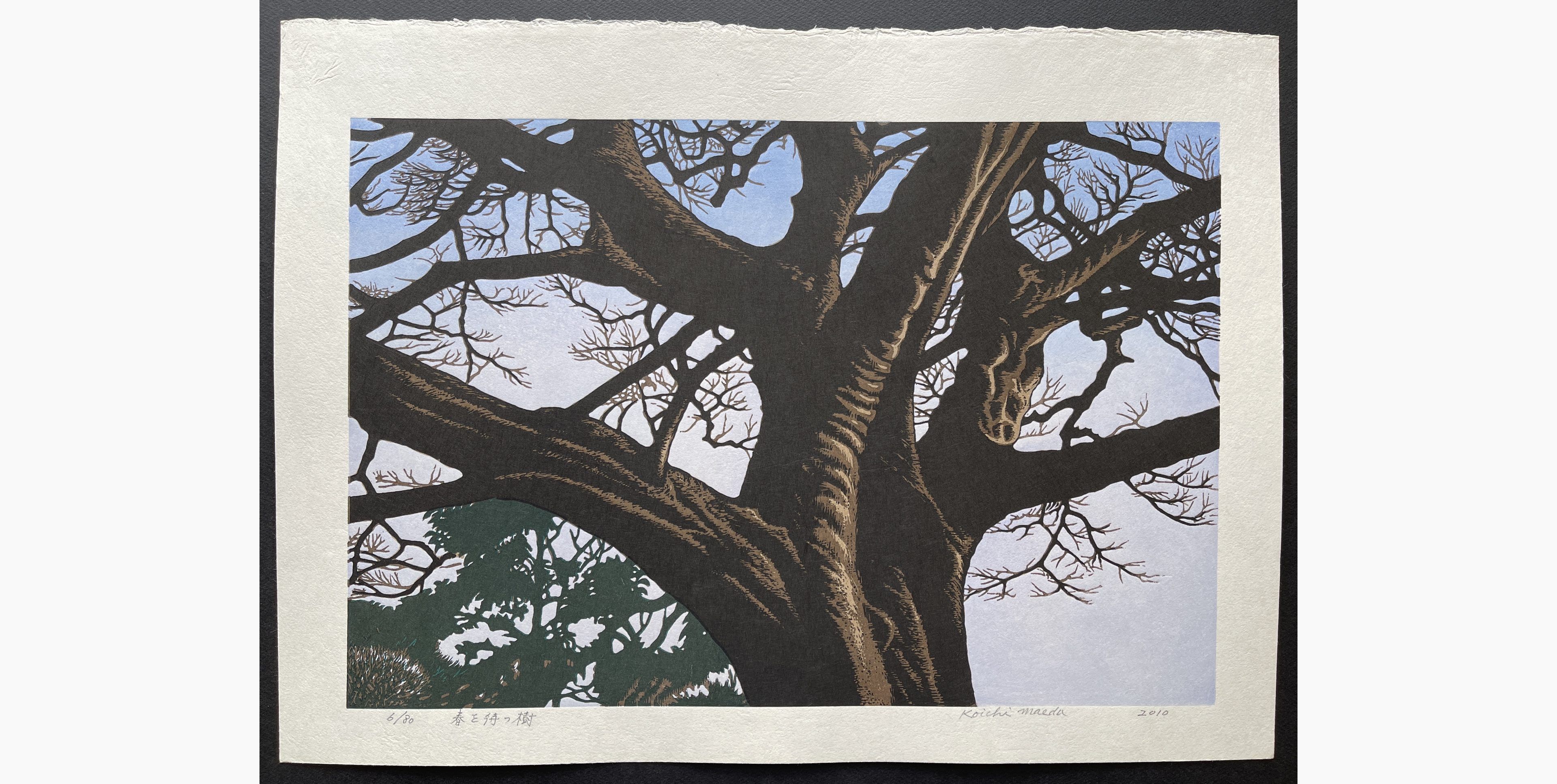 Japanese woodblock print - Koichi Maeda - Tree Waiting for Spring