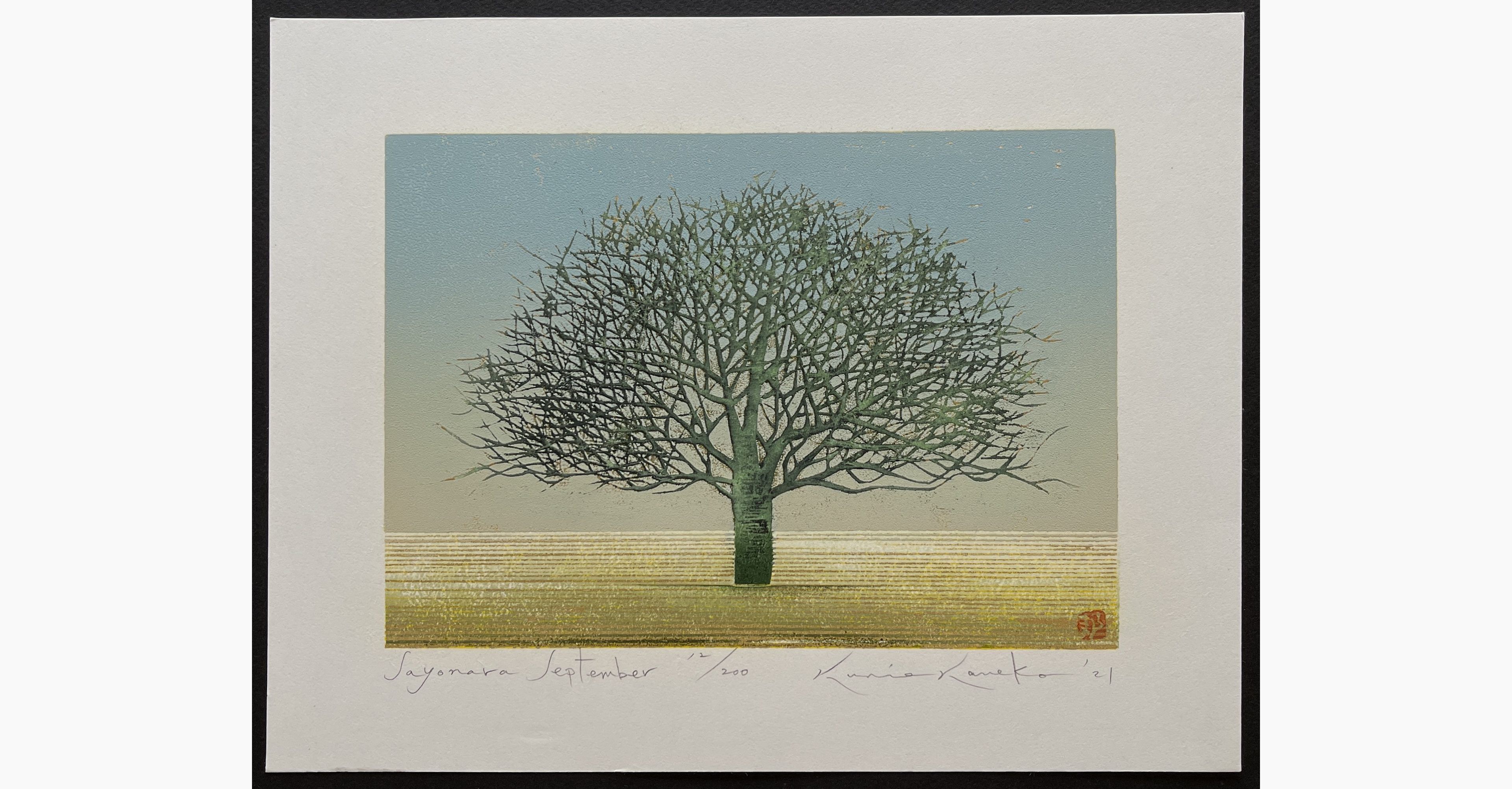 Japanese woodblock print - Kunio Kaneko - Sayonara September