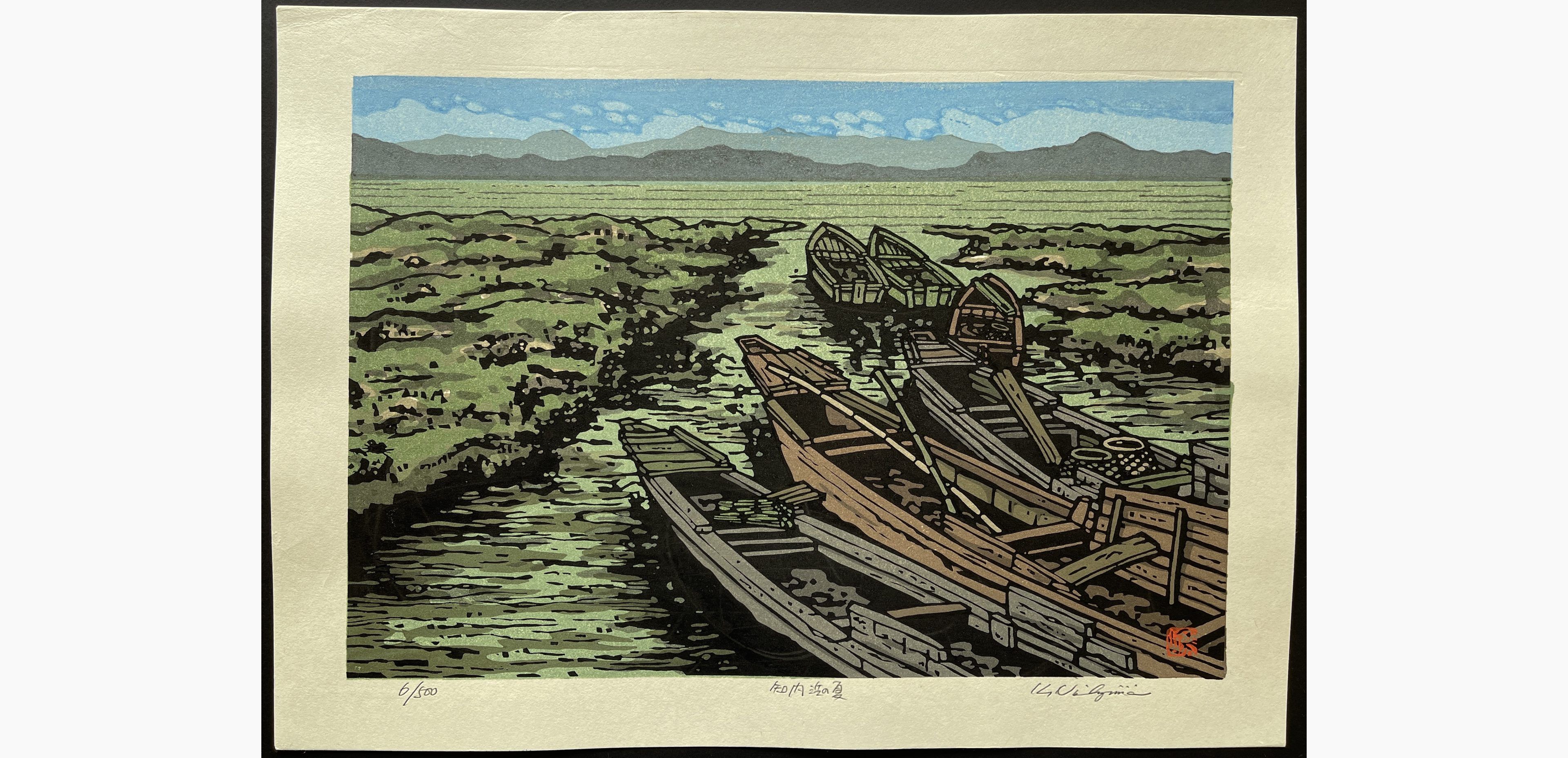 Japanese woodblock print - Nishijima Katsuyuki - Chinai Beach