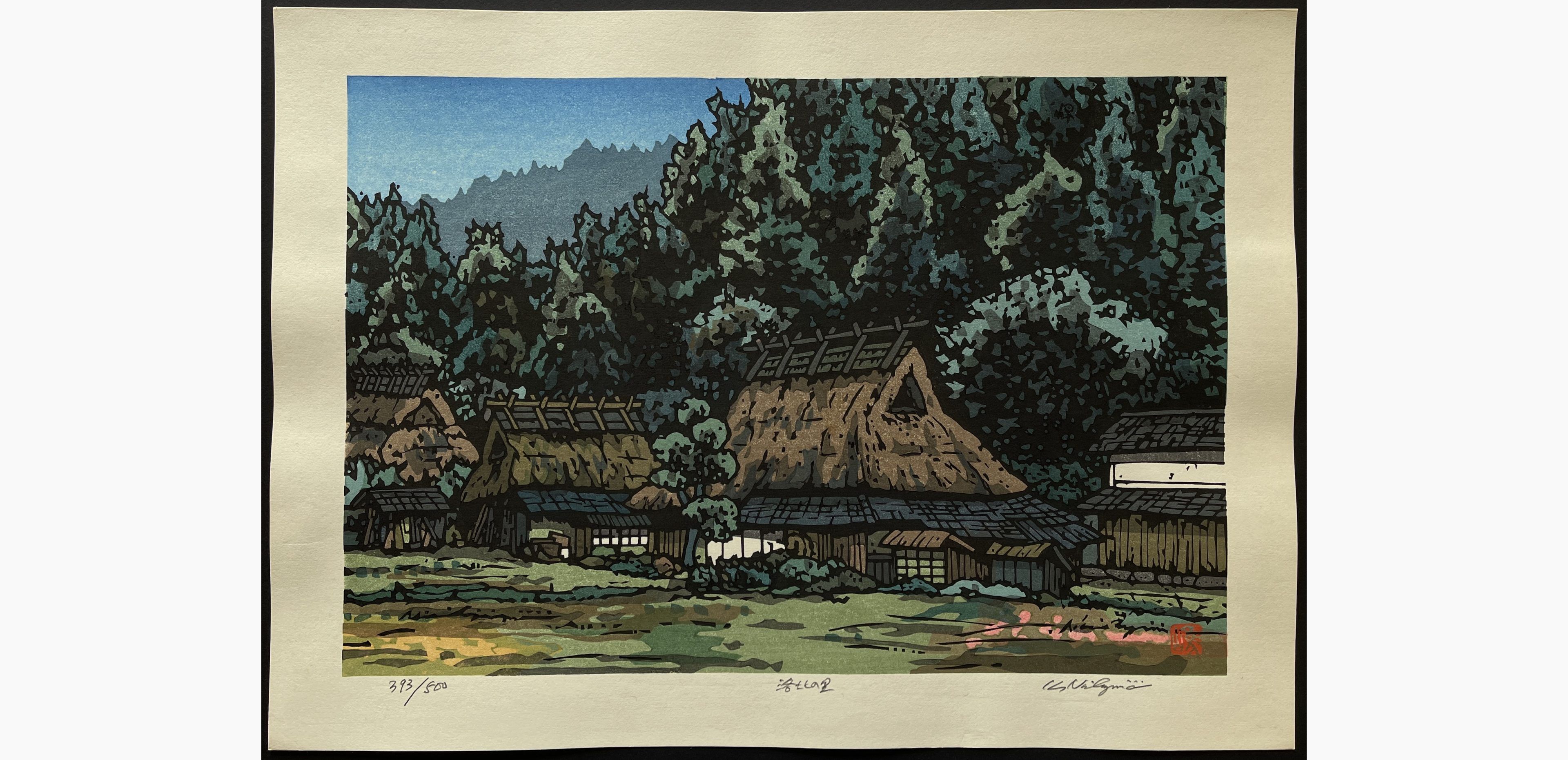 Japanese woodblock print - Nishijima Katsuyuki - Rakuhoku Village