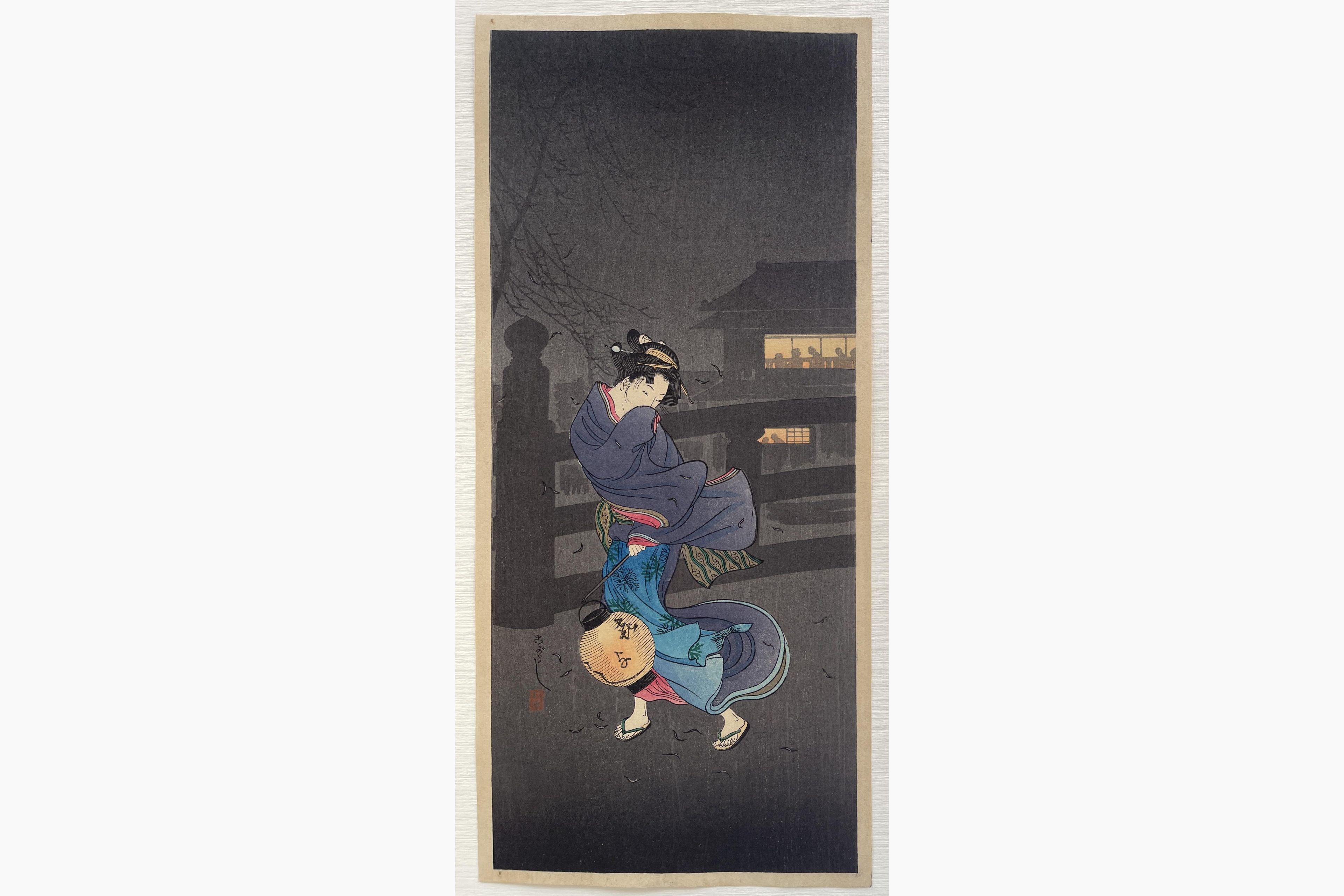 Japanese woodblock print - Takahashi Shotei - Cold Winter Wind