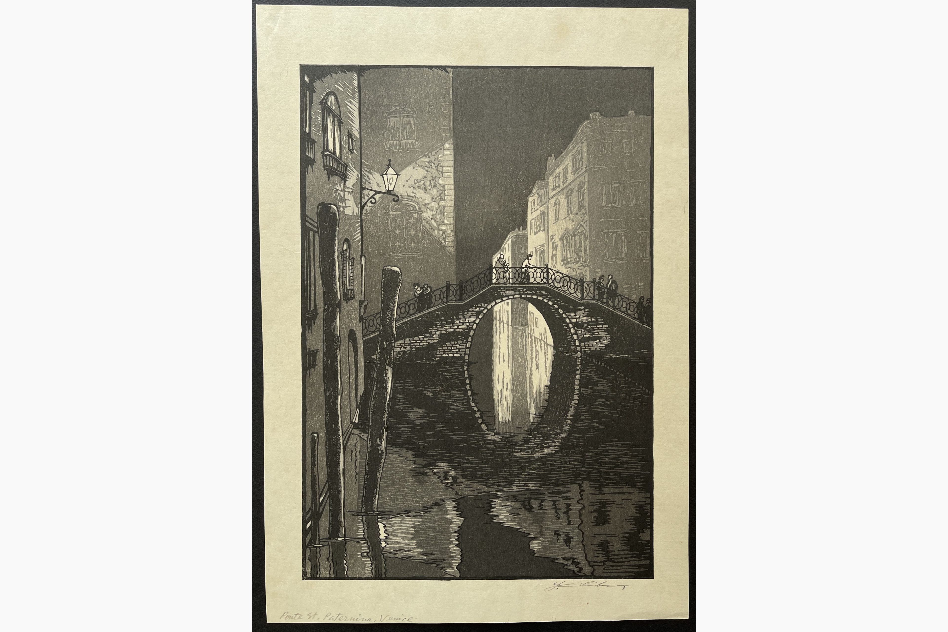 Japanese woodblock print - Yoshijiro Urushibara - Ponte Santa Paternina, Venice