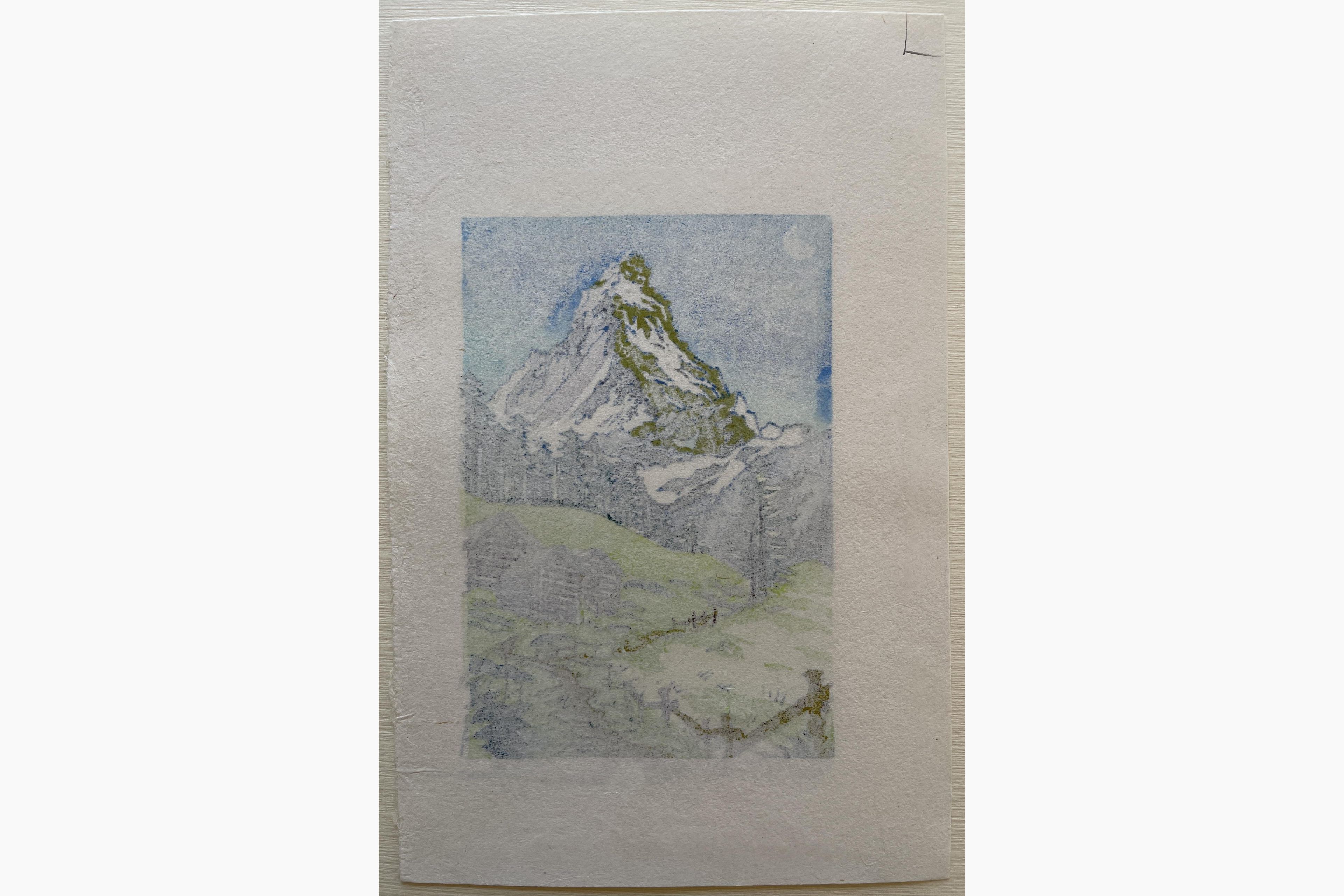 Japanese woodcut - Osamu Sugiyama - Matterhorn in Early Summer