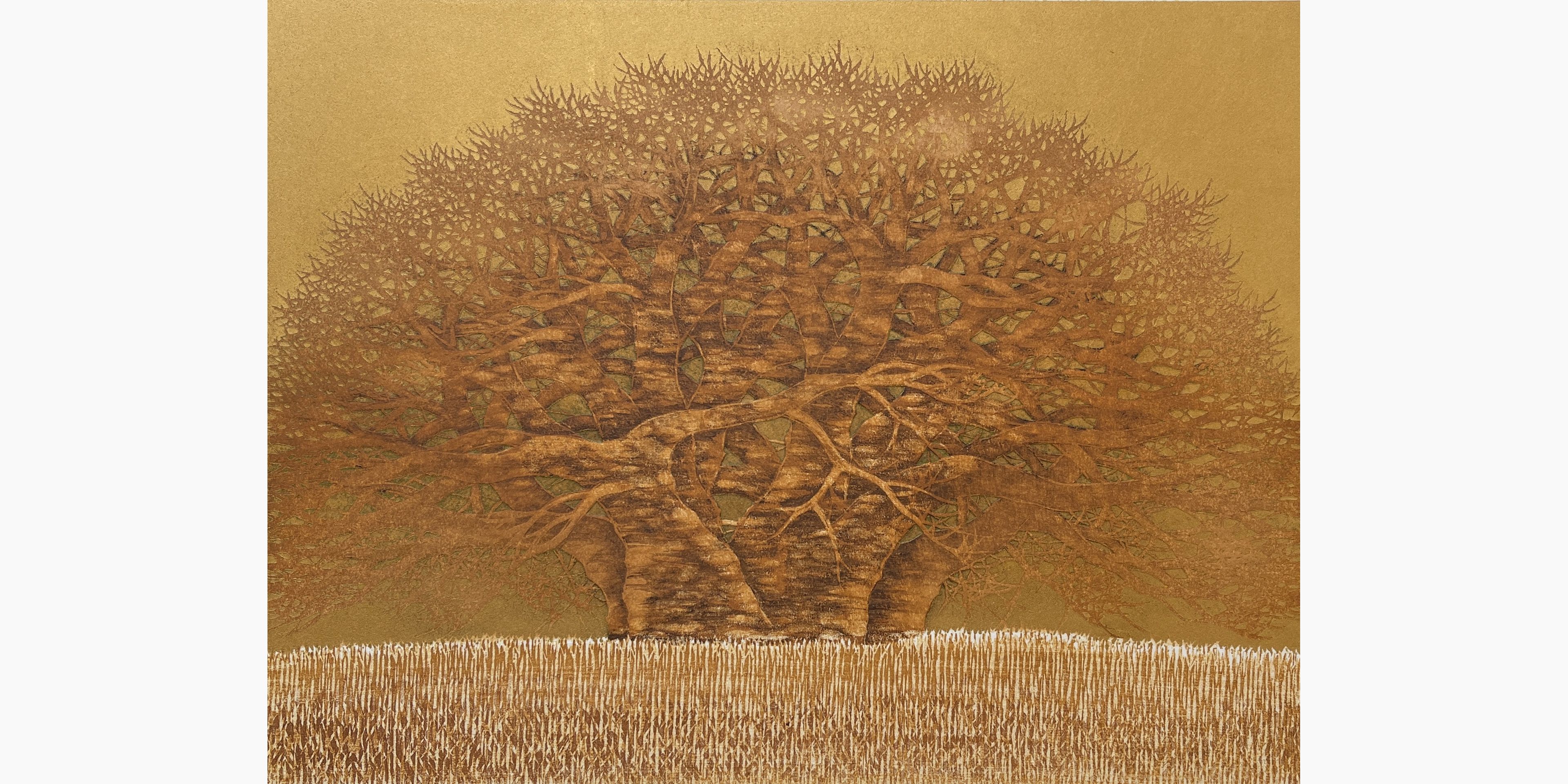 Original woodblock print - Hajime Namiki - Tree scene 105