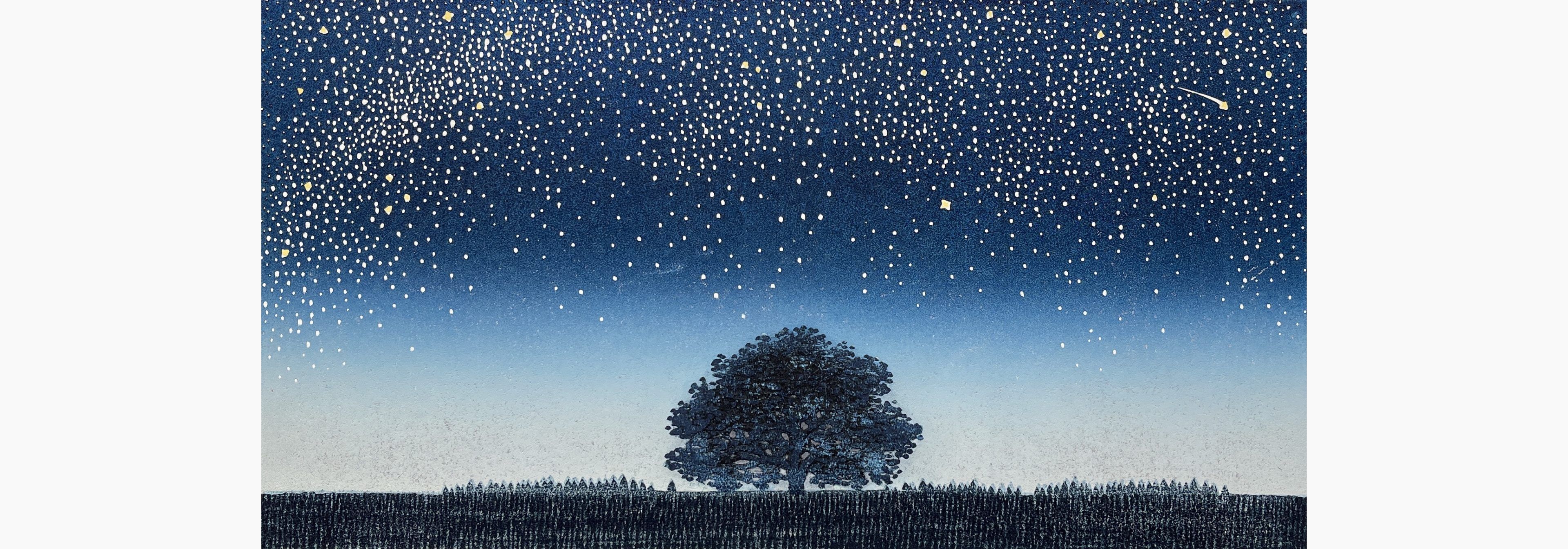 Original woodblock print - Hajime Namiki - Tree Scene 114