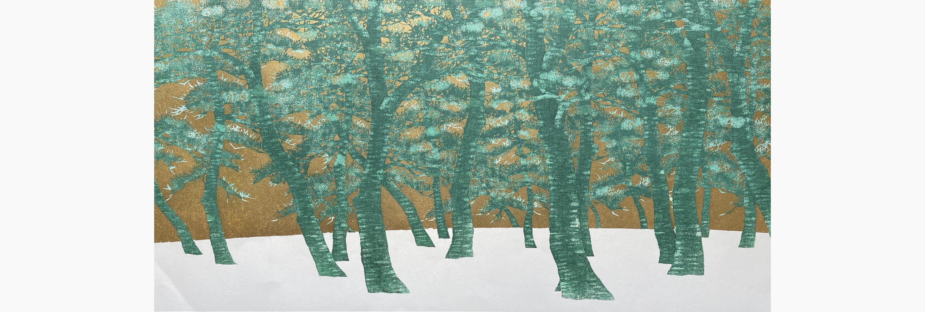 Original woodblock print - Hajime Namiki - Tree scene 48