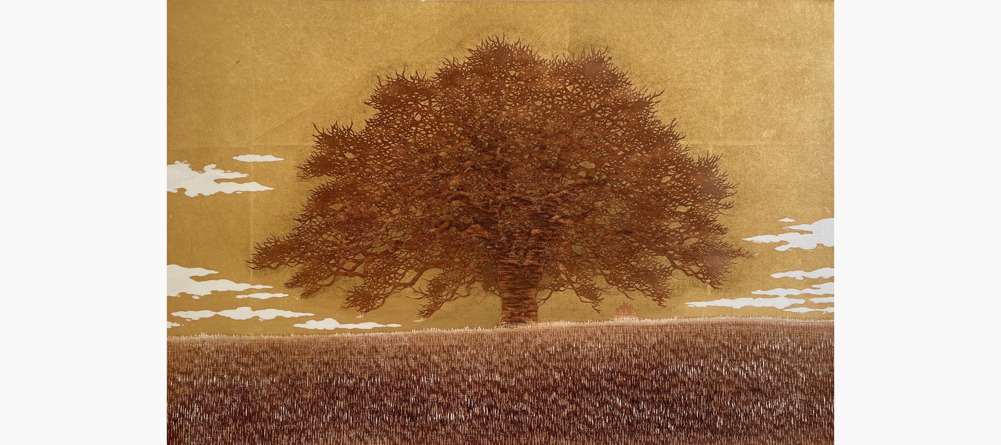 Original woodblock print - Hajime Namiki - Tree scene 66